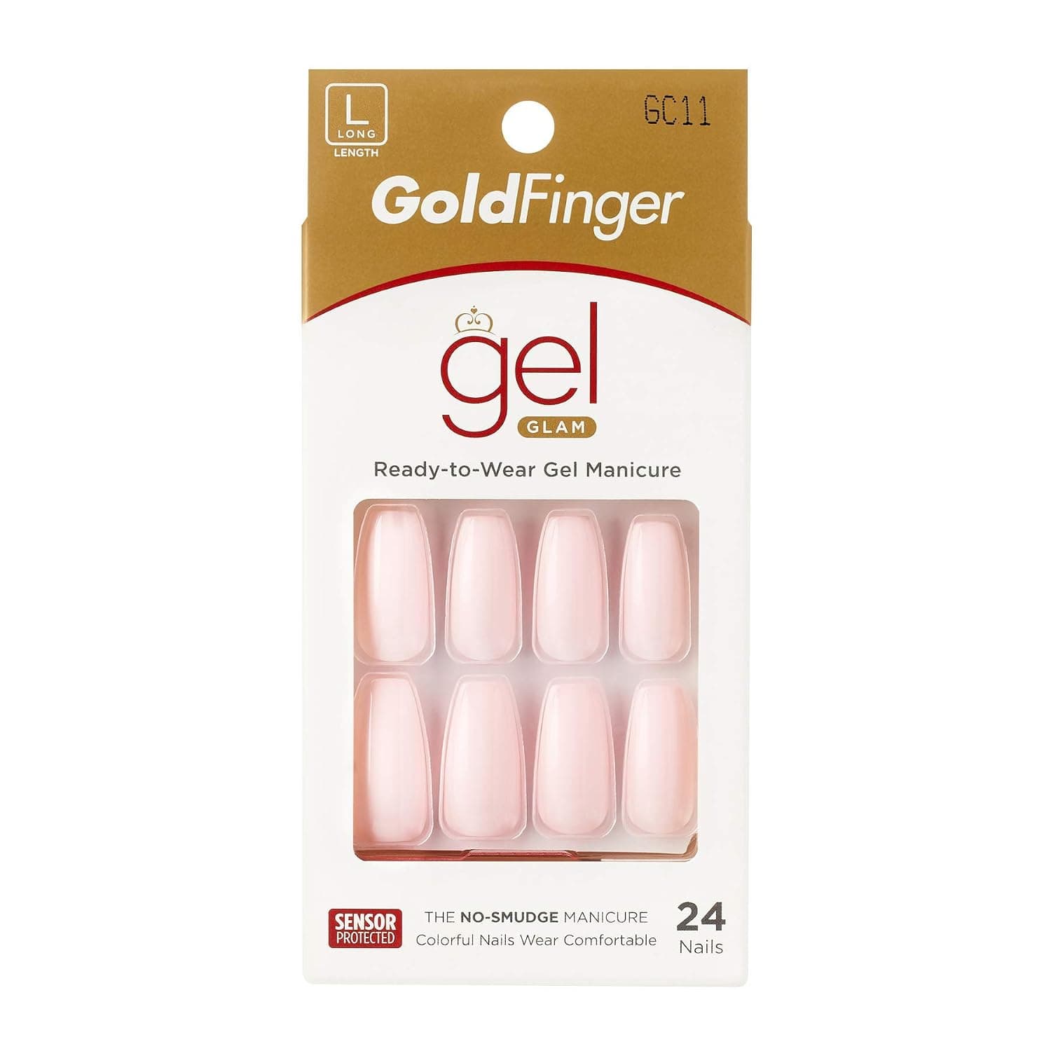 GoldFinger Gel Glam Design Nail Full Cover False Nails Manicure Long Fake Nails with Glue