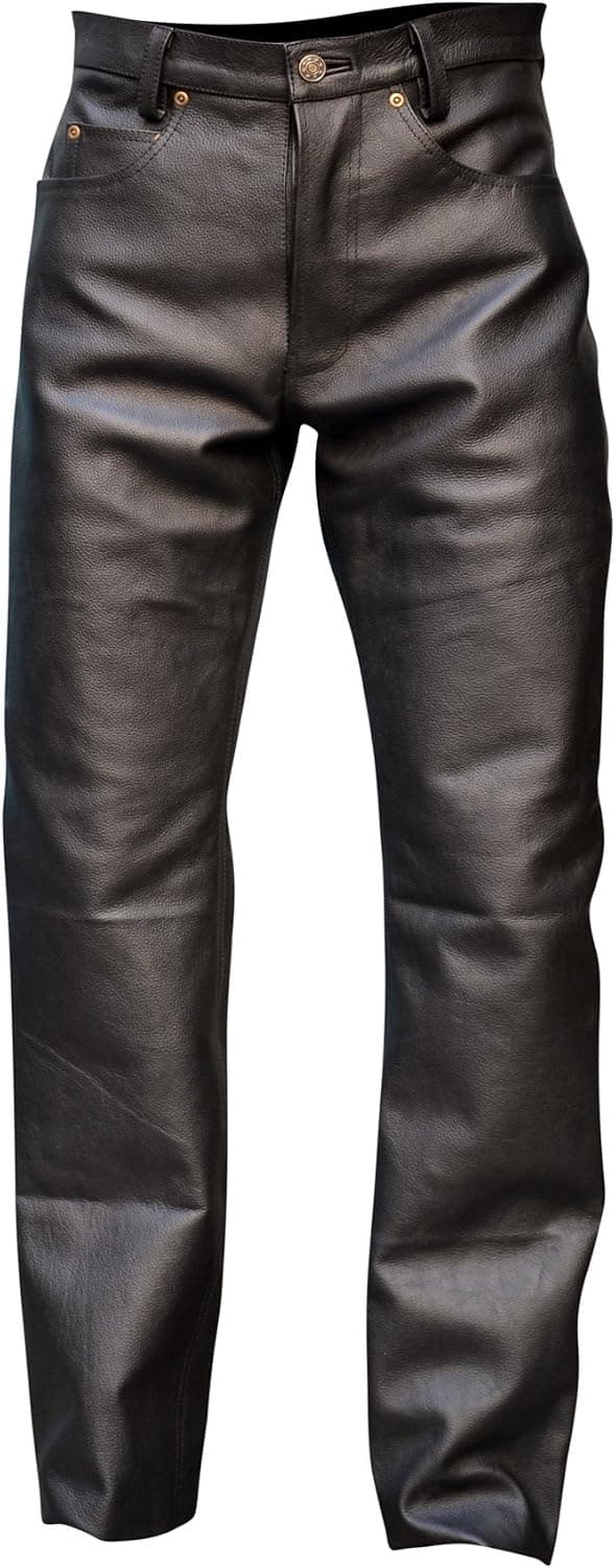 Mens Genuine Leather Pant 5 Pockets Jeans Style Button Fly Model (36 Inch Waist)