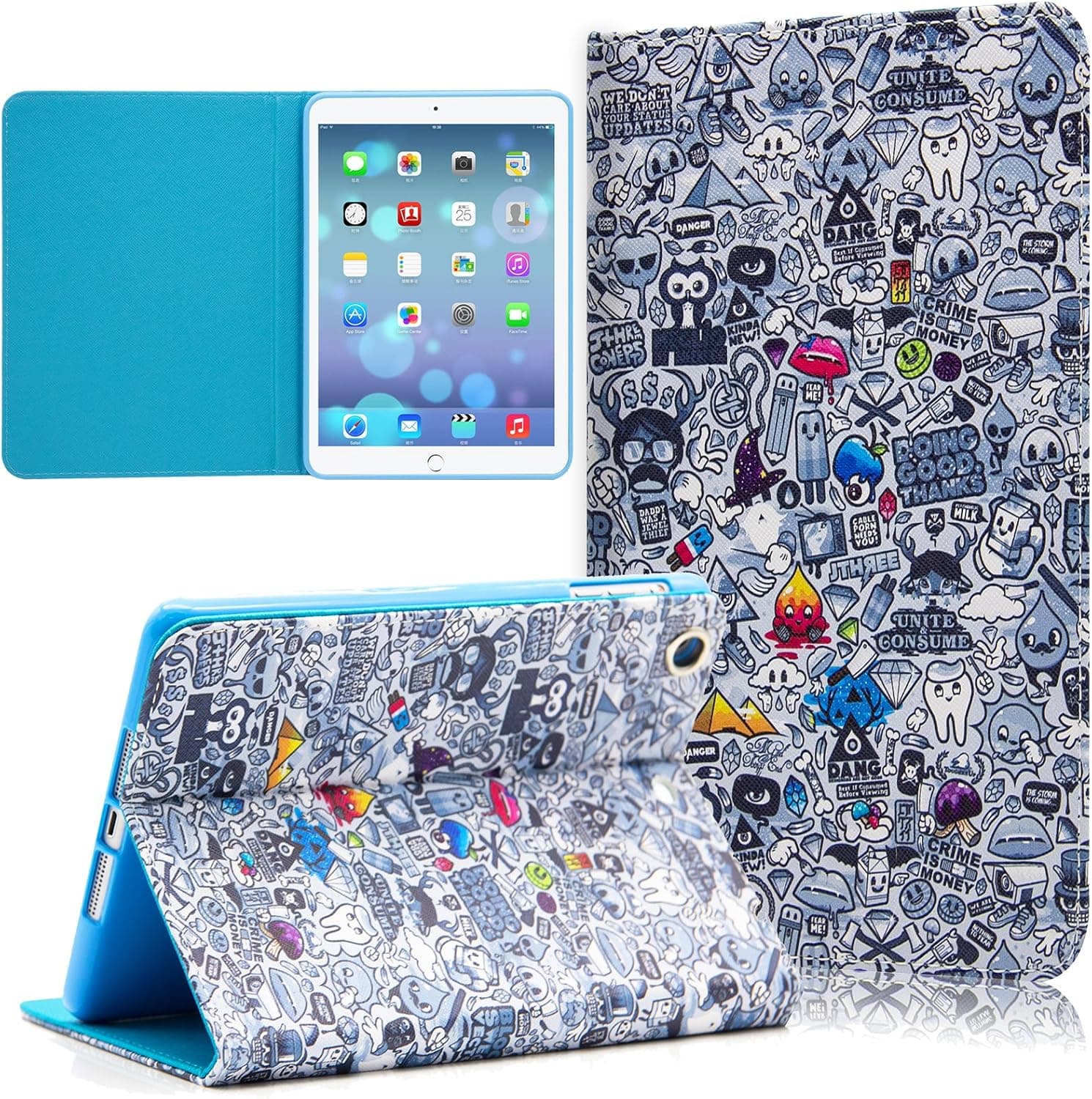 iPad Mini Case, Dteck(TM) Cartoon Cute Design PU Leather Magnet Flip Stand Case [Auto Wake/Sleep Function] for Apple iPad Mini/iPad mini 2/iPad mini 3 (7.9 Inch) (#02 Devil)