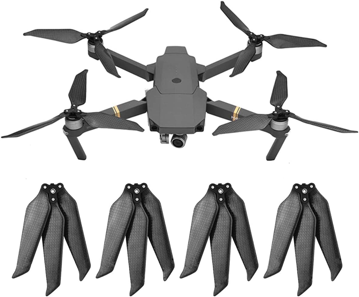 iEago RC Carbon Fiber Propeller for DJI Mavic Pro, Replacement Blade Low-Noise CW & CCW Props Folding Propellers Replacement Props for DJI Mavic Pro Drone Accessories 2 Pairs, 3-Blade