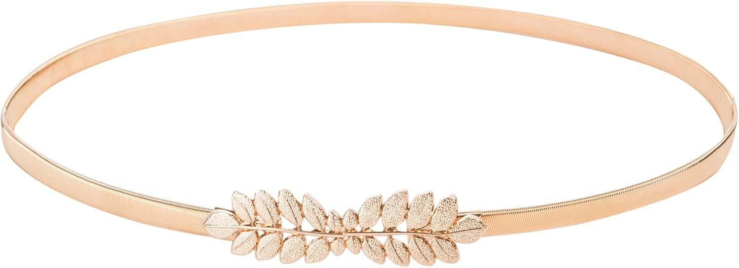 GRACE KARIN Women Skinny Metal Cinch Belt Gold Waistband Elastic Waist Belt CL633