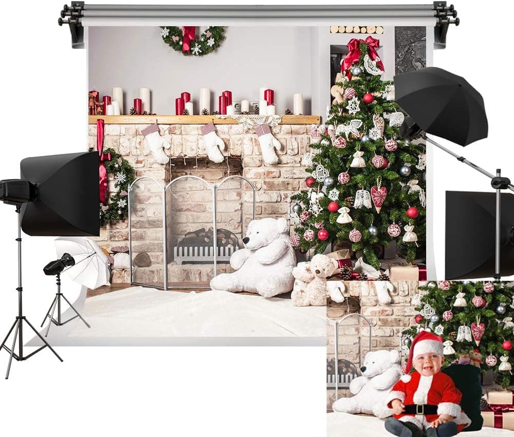 Kate 10x10ft/3x3m Holiday Christmas Tree Backdrop Photography Fireplace Christmas Photography Studio Background
