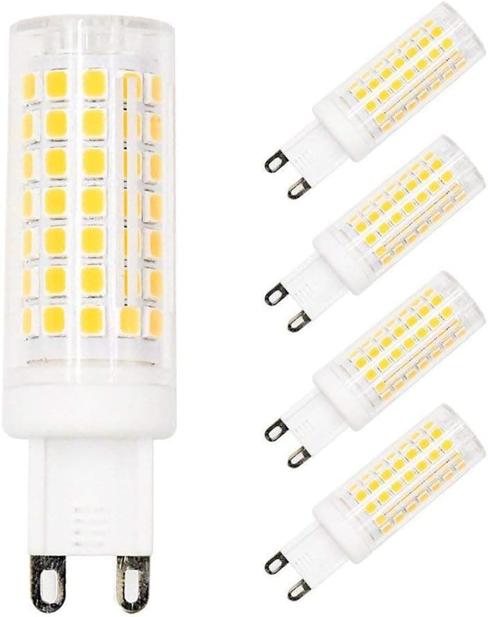 Reelco G9 LED Light Bulbs, 7W, 60W Halogen Equivalent, Warm White 2700K, G9 Base, G9 Bulbs for Chandelier, Wall Sconce, 4 Pack