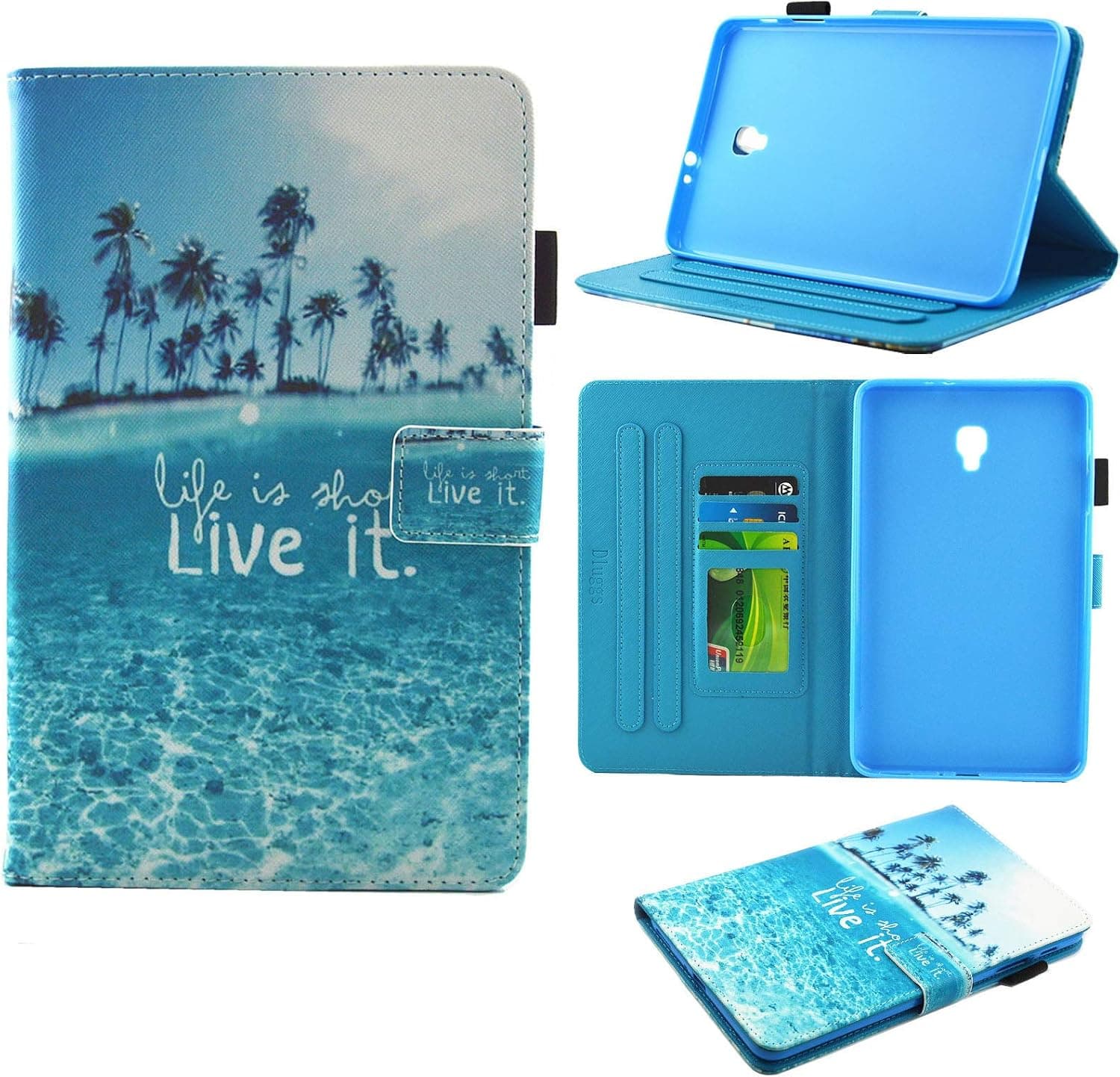 Dluggs Samsung Galaxy Tab A 8.0 2017 Case, SM-T380 Case, Lightweight PU Leather Folio Flip Stand Wallet Case for Galaxy Tab A 8.0 Inch 2017 Tablet Model SM-T380/T385, Beach