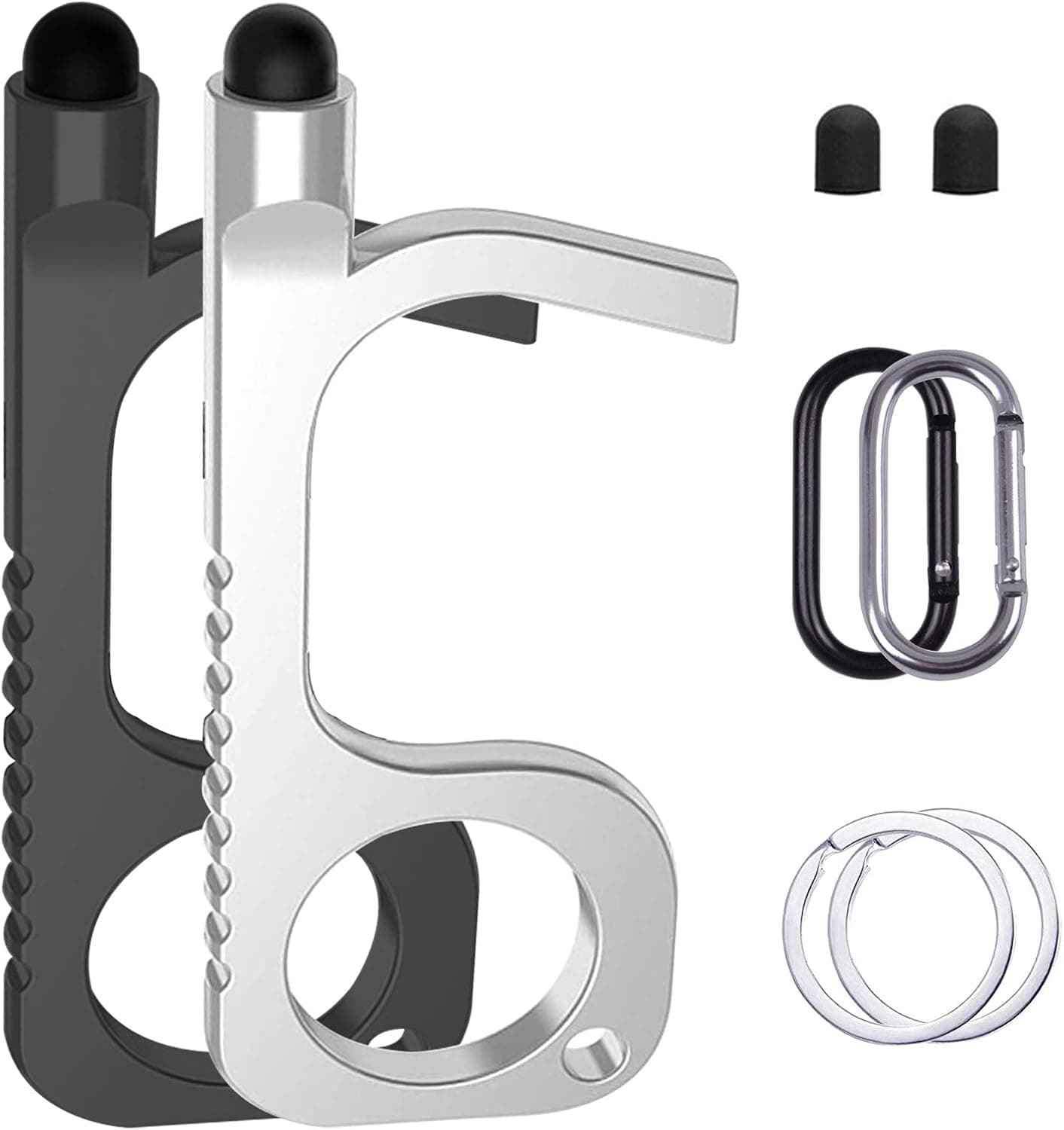 No Touch Door Opener Tool, Contactless Door Opener & Stylus Hand Tool Button Pusher Black Door Handle, Touchless Keychain Hand Tool