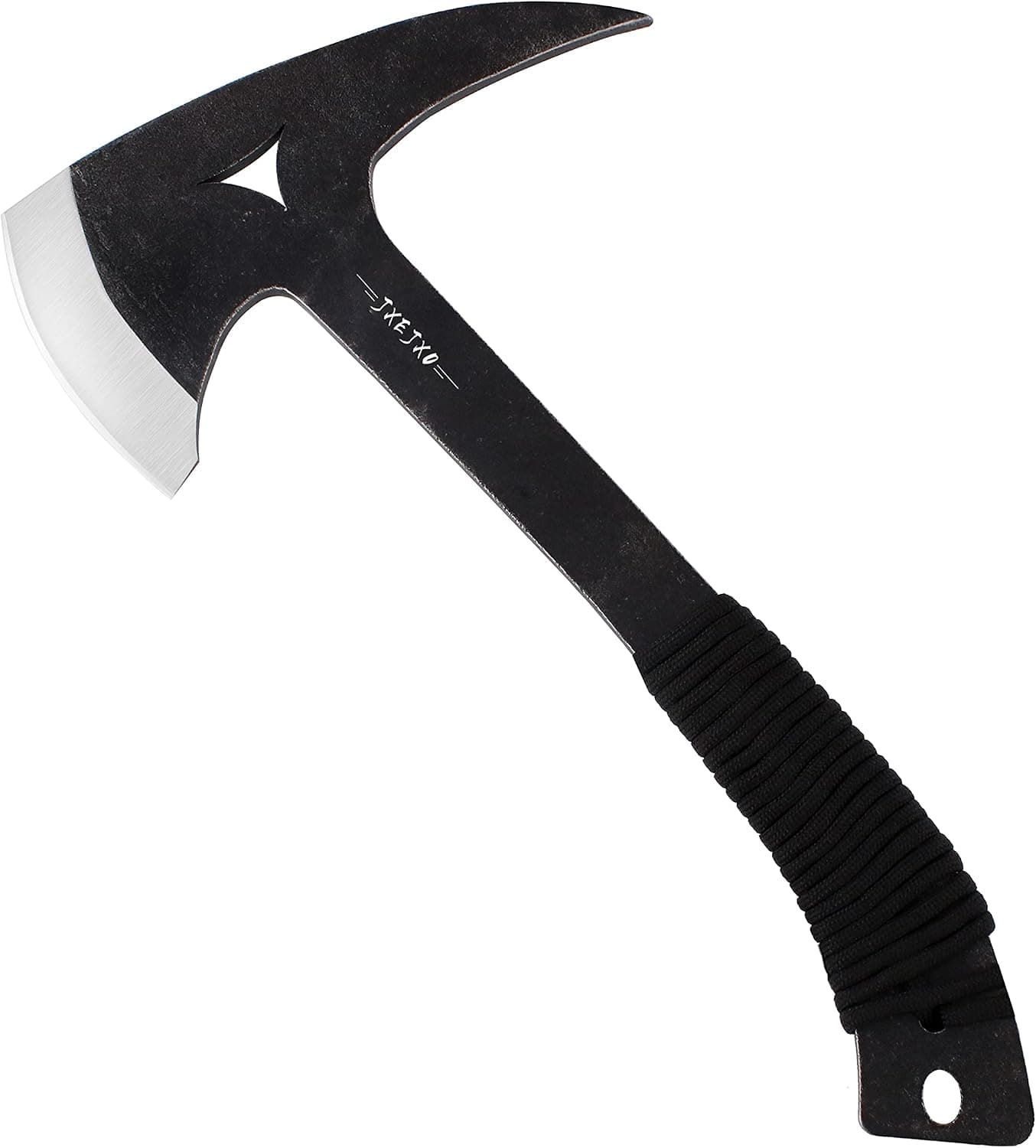JXE JXO Camping Axe, 11" Throwing Tactical Tomahawk with Spike, Survival Hatchet with Sheath, Full Tang 420HC for Outdoor Survival Hiking Camping