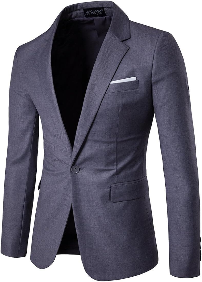 Mens Sport Coat Blazer Slim Fit Casual Notched Lapel Business Suit Jacket US Size 40 Dark Grey