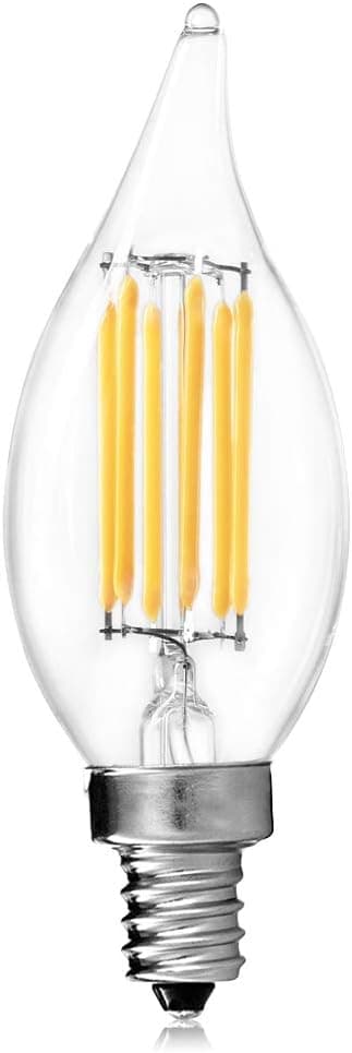 Luxrite 6W LED Candelabra Bulb, 5000K Bright White, 60W Equivalent, CRI80, LED Filament Bulb, 630 Lumens, Chandelier Light Bulb, UL Listed, E12 Base, 1 Pack