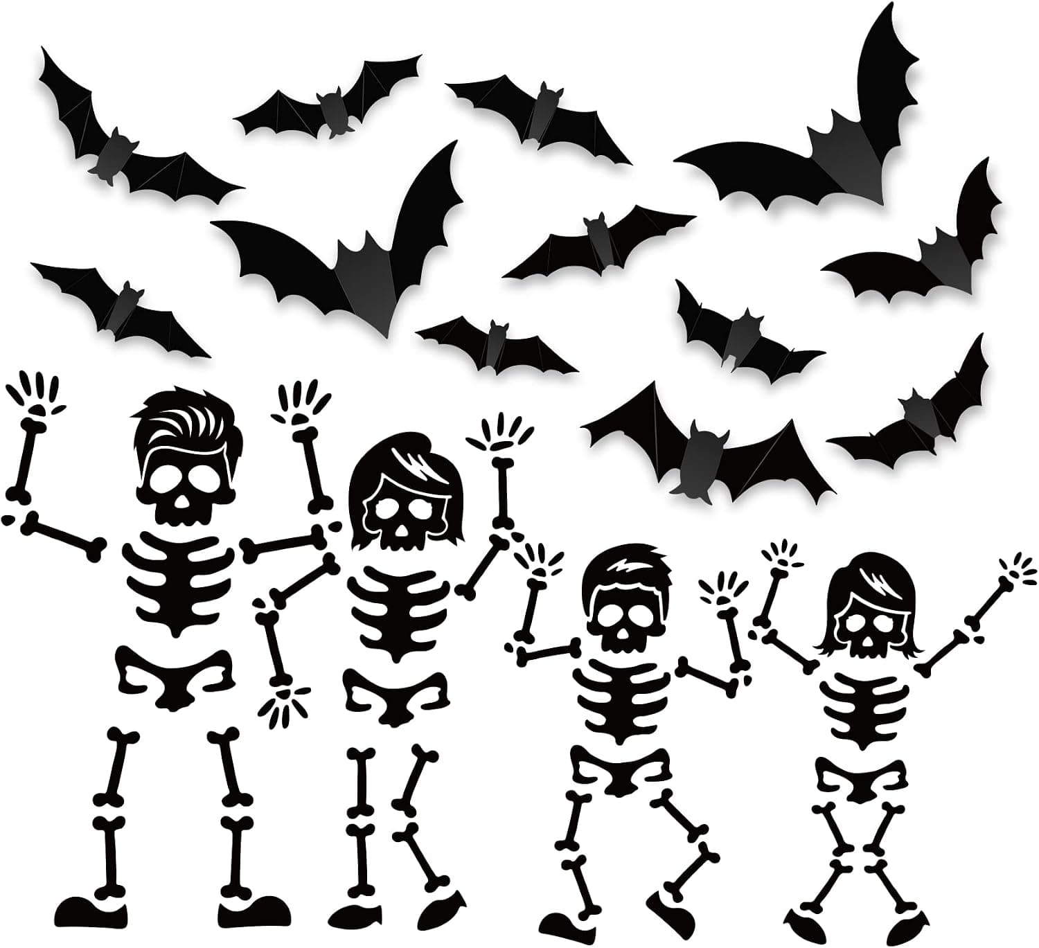 Halloween Decor - Life Sized Skeleton Halloween Decoration, Reusable Bat Decor for Halloween Birthday Party Decorations, Scary Bats Comes with Double Sided Foam Tape