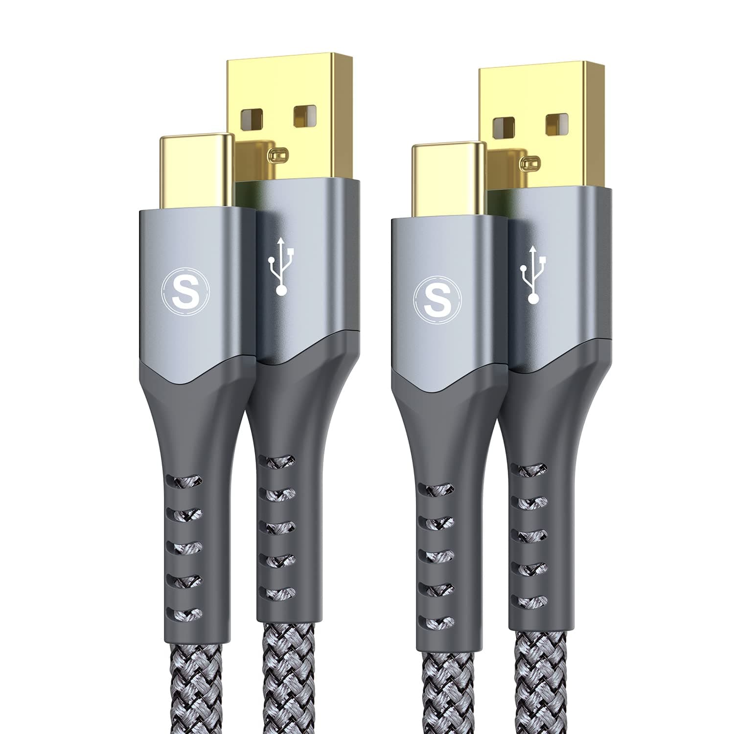 USB C Cables [2-Pack 6.6ft] 3.1A Fast Charging USB Type C Charger Cable Nylon Braided Cord for Samsung Galaxy S22 S21 S20 S10 S9 S8+ Ultra FE Note 20 10 9 8 A12 A13 A03s A53 Tab S8 S7 A8, LG Moto PS5