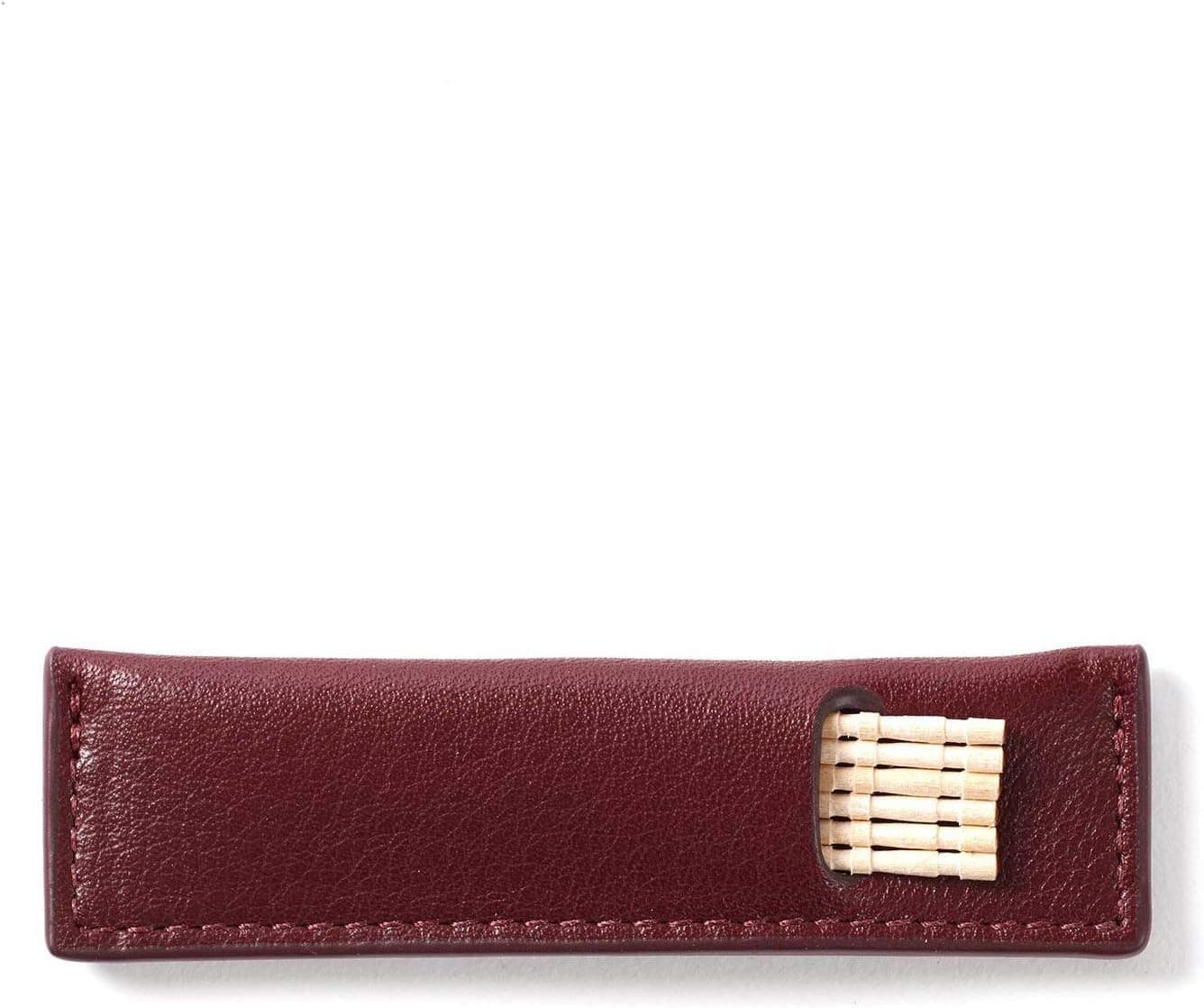 Toothpick Holder - Full Grain Leather - Burgundy (brown)