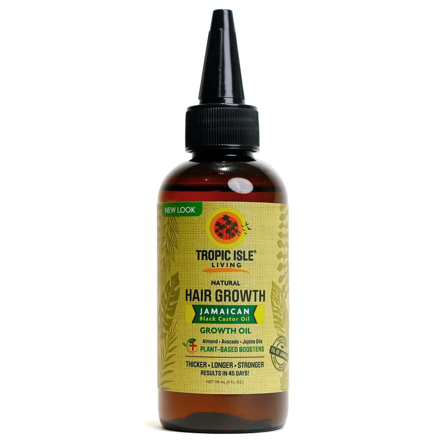 Tropic Isle Living Jamaican Black Castor Oil Hair Growth Oil 4oz | With Plant-Based Boosters Almond, Avocado & Jojoba Oils | Feeds Hair Follicles | Prevents Breakage & Excess Hair Loss