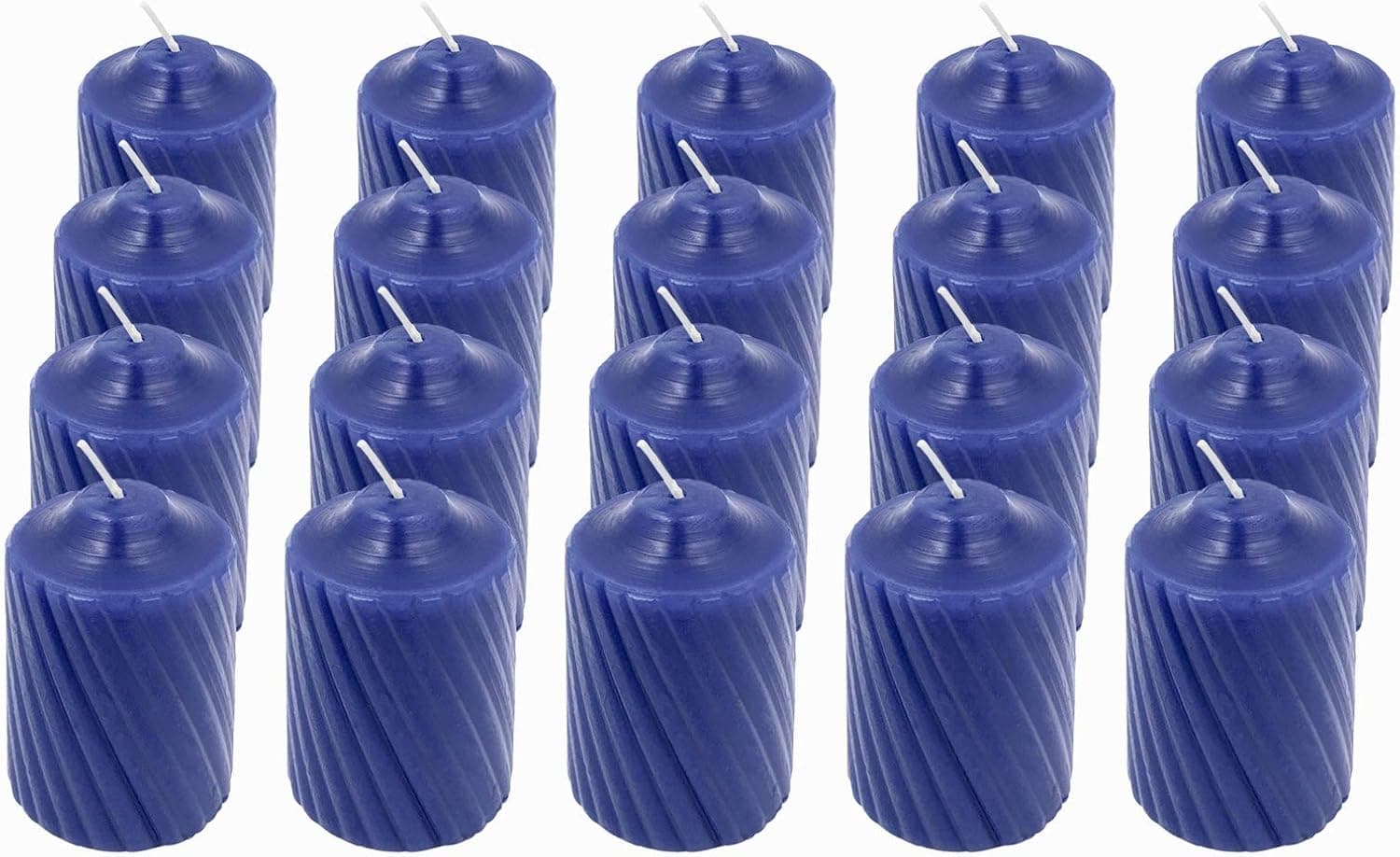 15 Hour Scented Votive Candles 20 Candles Per Box with Sculpted Style Finish Including The Booklet"Factoids Trivia & Safety Guidelines" (Pat Blue/Heather Scent)