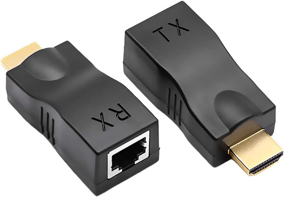 JUEJUEZI HDMI Extender Over Cat 5e/6/7/8 Cable, HDMI to RJ45 Network Signal Amplifier UP to 30m/96ft 1080P 4k, for HDTV, PC, Set-top Box, DVD, PS4, STB, Projector