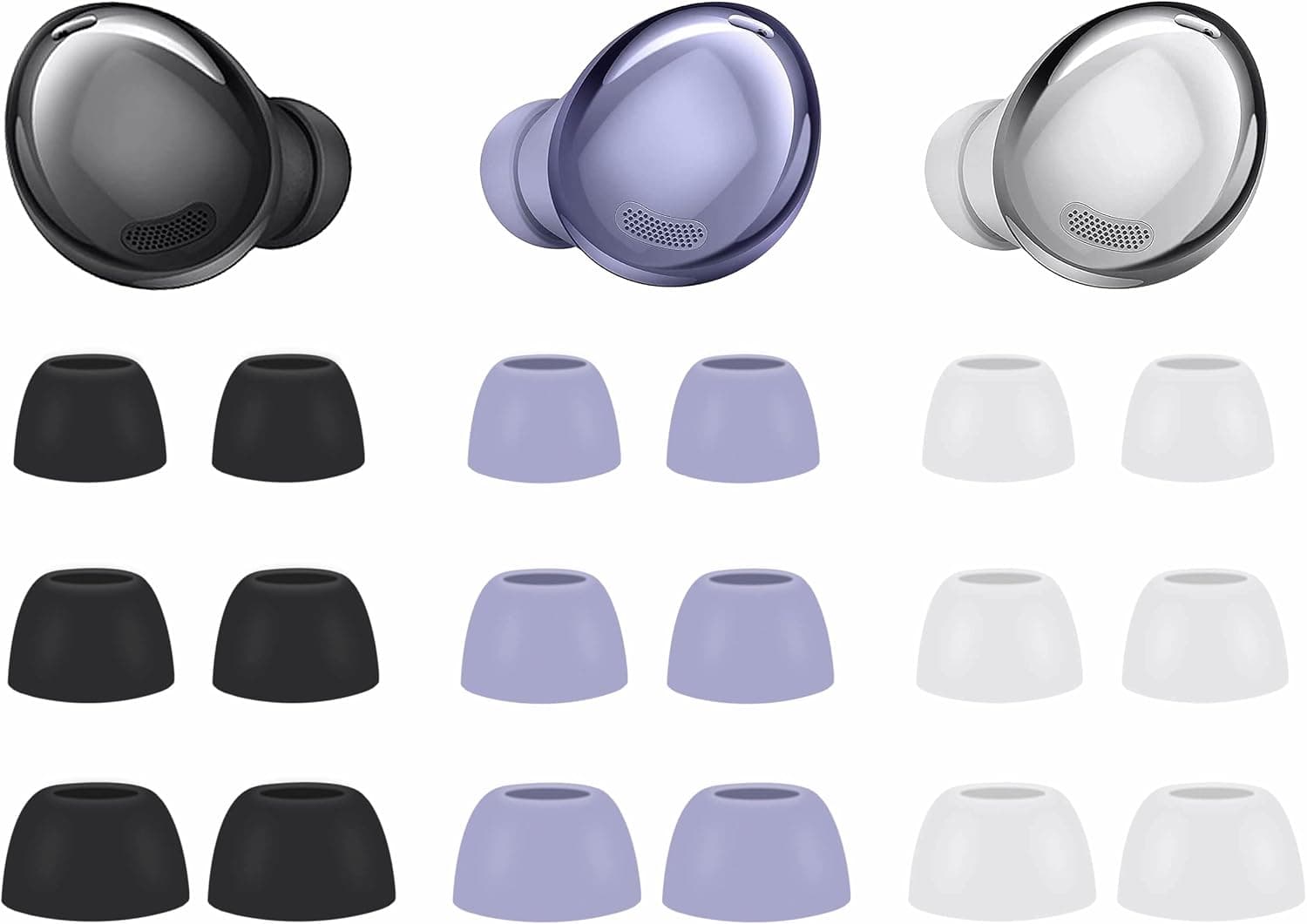 9 Pairs Galaxy Buds Pro Ear Tips Buds, S/M/L 3 Size Replacement Silicone Rubber Flexible Eartips Earbuds Wing Fit in Case Accessories Skin Cover Compatible with Samsung Galaxy Buds Pro - Multicolor