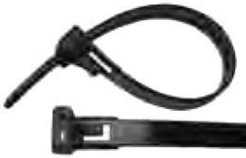 Pico 7082PT 11" 50 lbs Black Releasable Nylon Tie Wrap 25 per Package