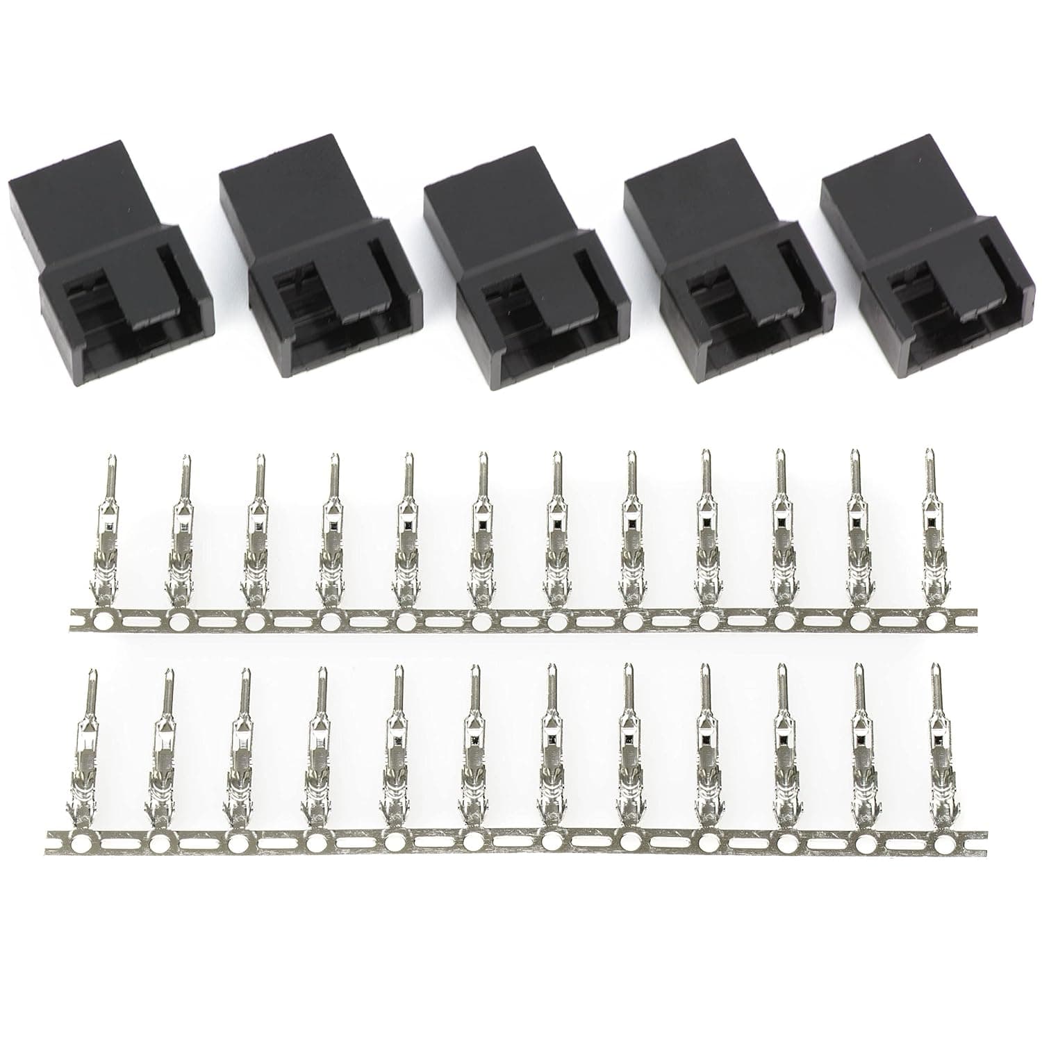 CRJ Male 4-Pin (3+1) PWM PC Fan 2.54mm Housing and Crimp Connector Set (5-Pack)