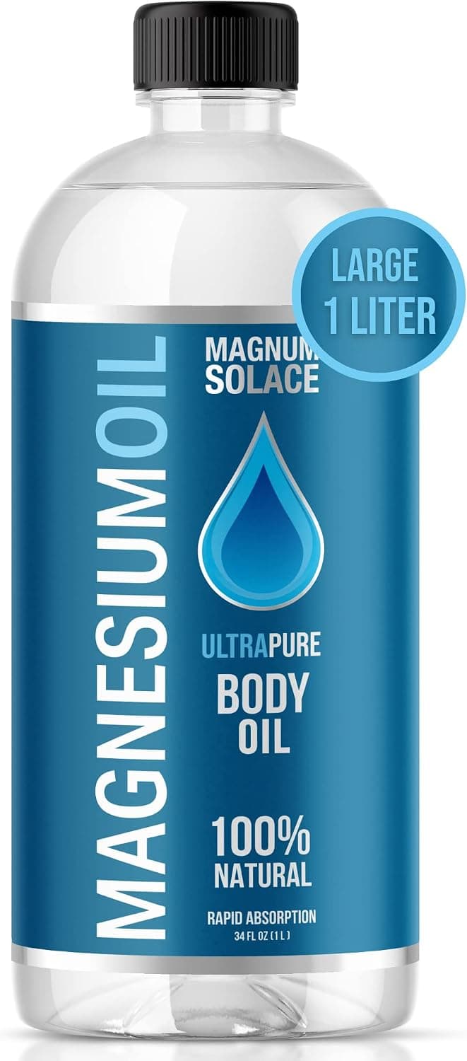 Magnesium Oil for Muscle Recovery Bath Soak - Large 1 Liter (34 oz) for Use in Salt Bath, Foot Soaks or to Refill Magnesium Oil Spray Bottles - Great Alternative to Magnesium Bath Flakes