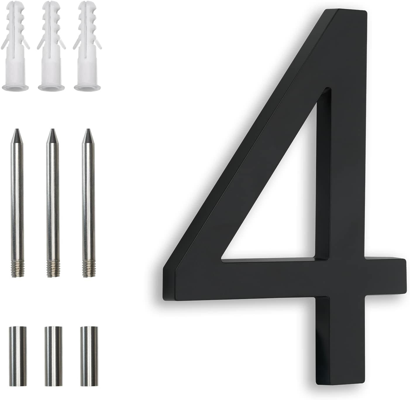 7 Inch Floating House Numbers, Address Numbers For Houses Numbers For Outside Address numbers On House Metal Black Large Modern House Numbers For House Floating Flush Mount Aluminum Black Number 4