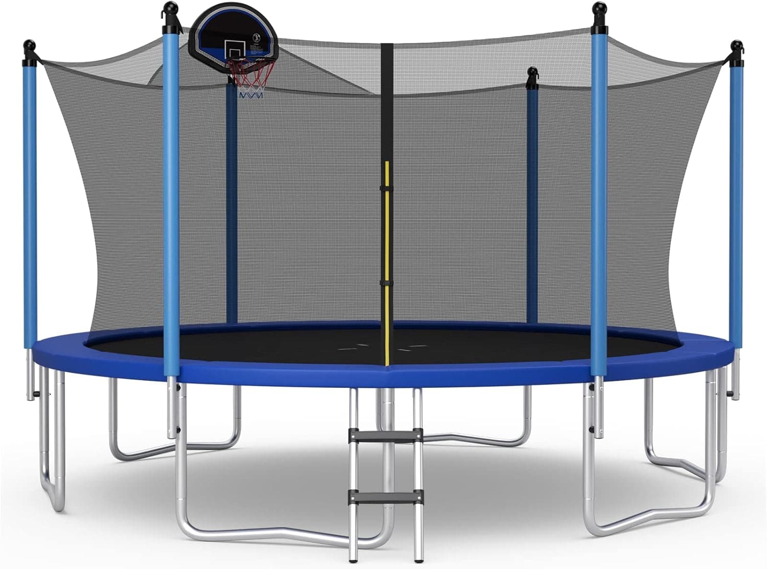 Giantex Trampoline with Basketball Hoop, 12 14 15 16 Ft Trampoline for Kids and Adults with Ladder, ASTM Approved Outdoor Large Recreational Trampoline with Net for Backyards, Park
