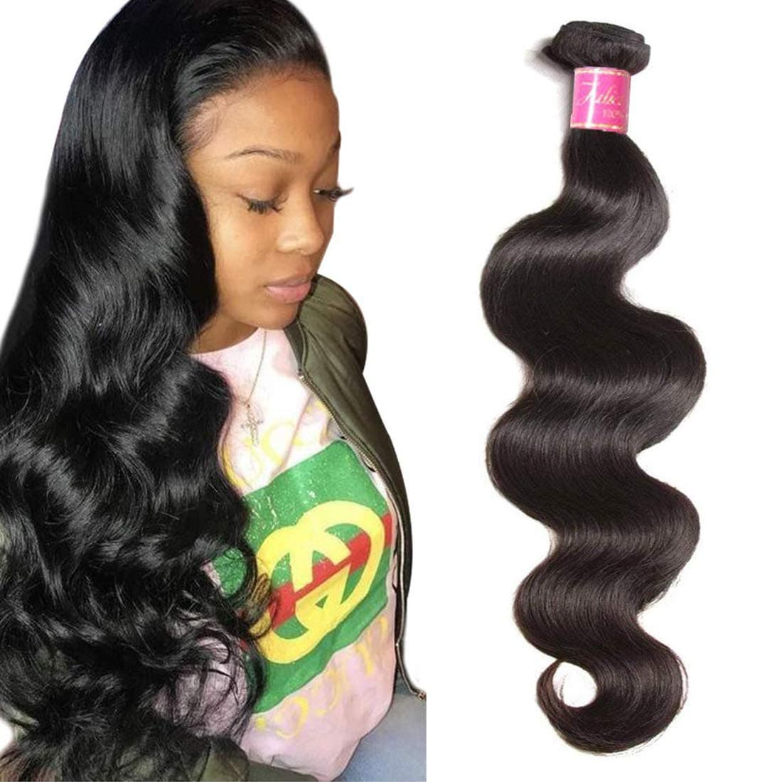 Ali Julia 10A Brazilian Virgin Body Wave Weave 1 Bundle 100% Unprocessed Human Hair Weft Extensions Natural Color 95-100g/pc (20inch)