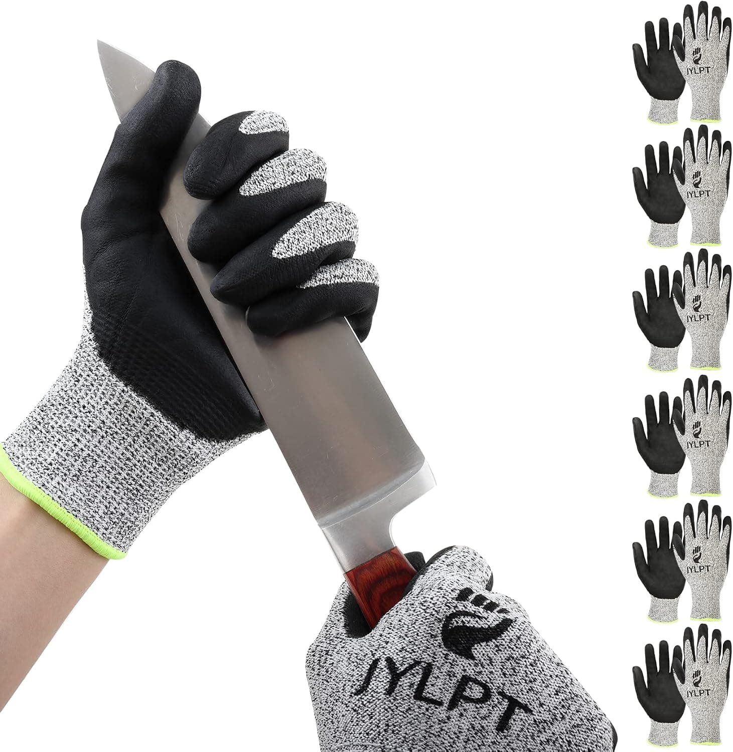 JYLPT Cut Resistant Gloves, Level 5 Protection,3D-Comfort Fit,Power Grip&Super Durable Cut Proof Gloves,Mashine Washable