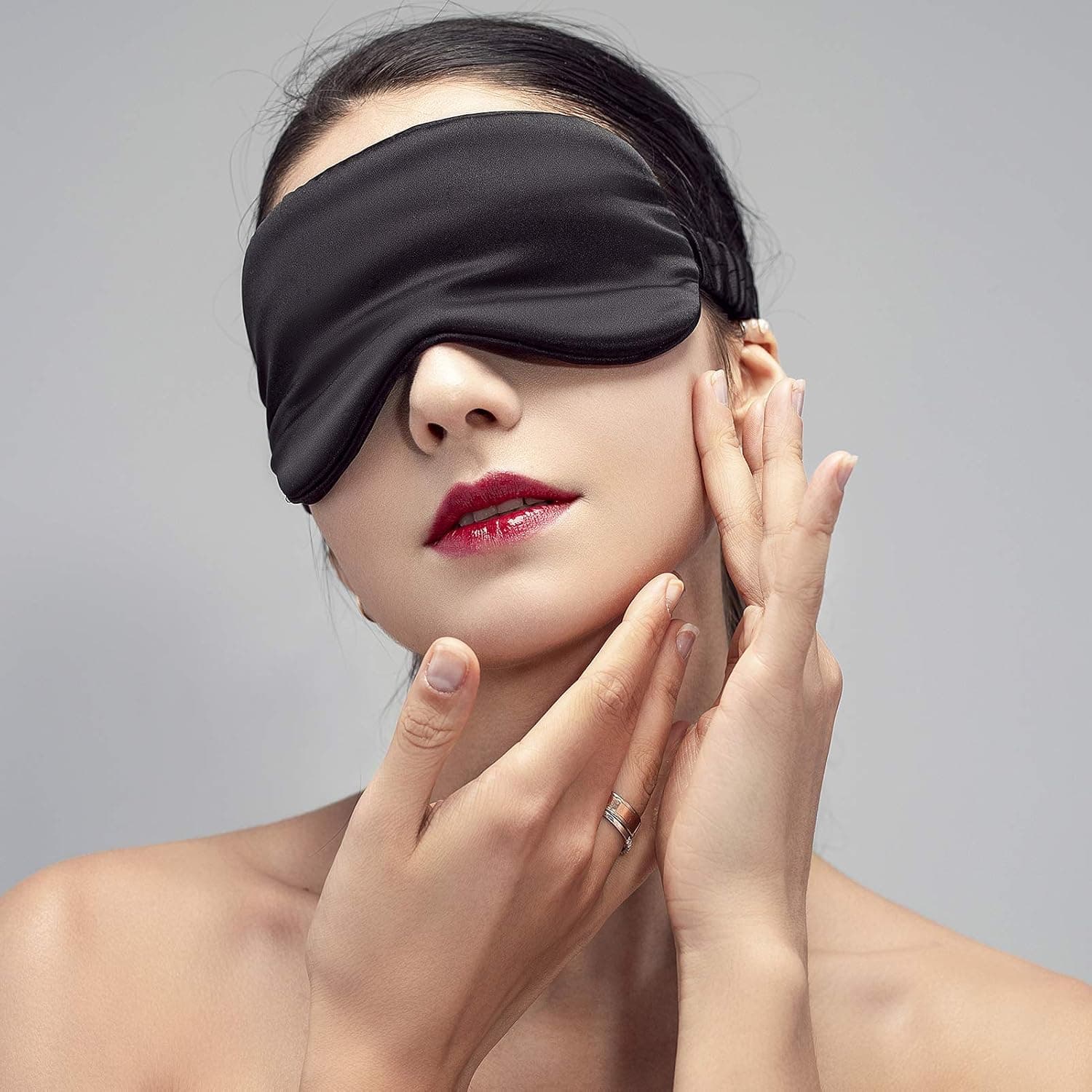 Vehan 100% Pure Natural Mulberry Silk Sleep Mask with Adjustable Strap, Women Men Blackout Weighted Eye Mask for Sleeping, Smooth Slip Pressure Relief Eye Cover for Travel Nap Yoga