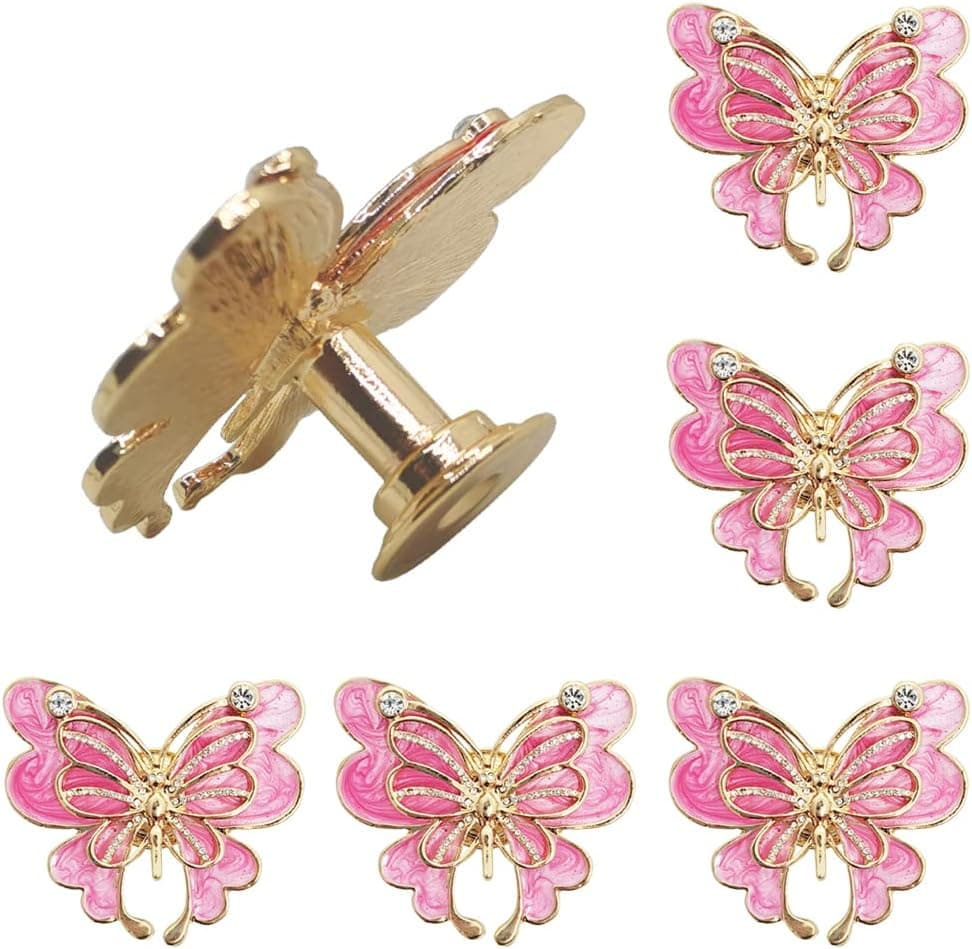 brandname Beyoo Decorative Metal Butterfly Shape Knob Door Handle Cabinet Drawer Cupboard Pull Dresser Single Hole Knobs Handles for Kitchen Furniture Cabinet Wardrobe Cupboard (6) Pink,Gold