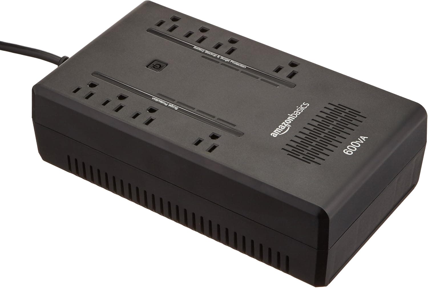 Amazon Basics Standby UPS 600VA 360W Surge Protector Battery Power Backup - 8 Outlets, Black
