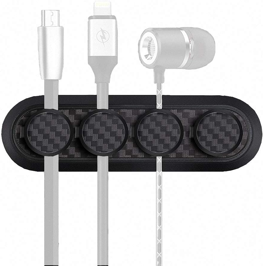 ZaCoo Magnetic Car Cable Clips Multipurpose Cable Management Cord Organizer for Car Black (4 Magnetic Cable Clips + 1 Base)