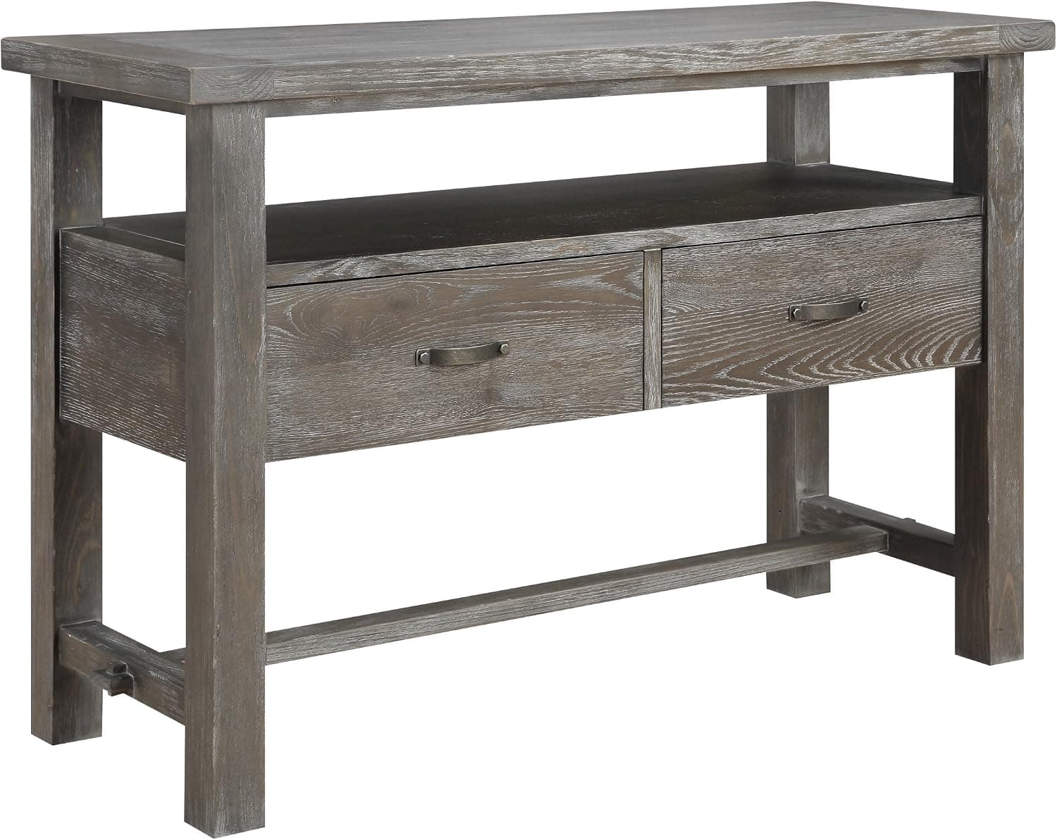Emerald Home Paladin Rustic Charcoal Gray Buffet with Large Open Shelf And Two Drawers