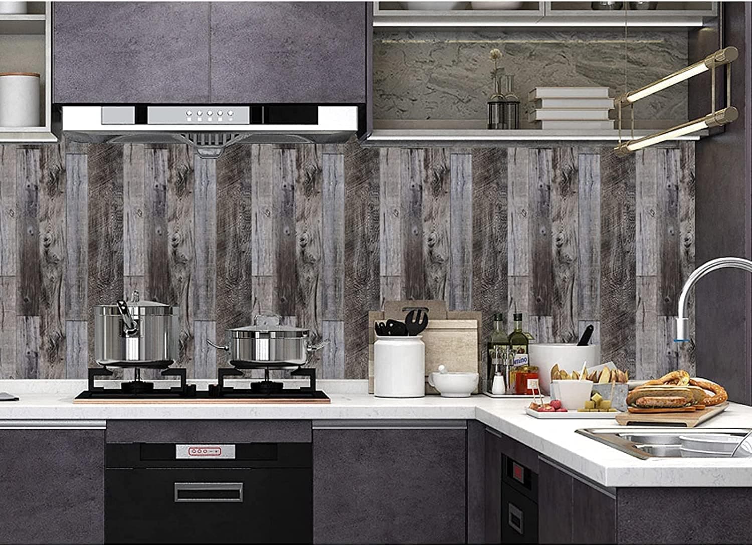 HORLLM Peel and Stick Wallpaper 17.71 in X 32.8 ft Removable Wallpaper Self-Adhesive Vintage Wood Wallpaper Decorative Wall Covering Vinyl Wallpaper, Gray, 17.7 inches x 394 inches