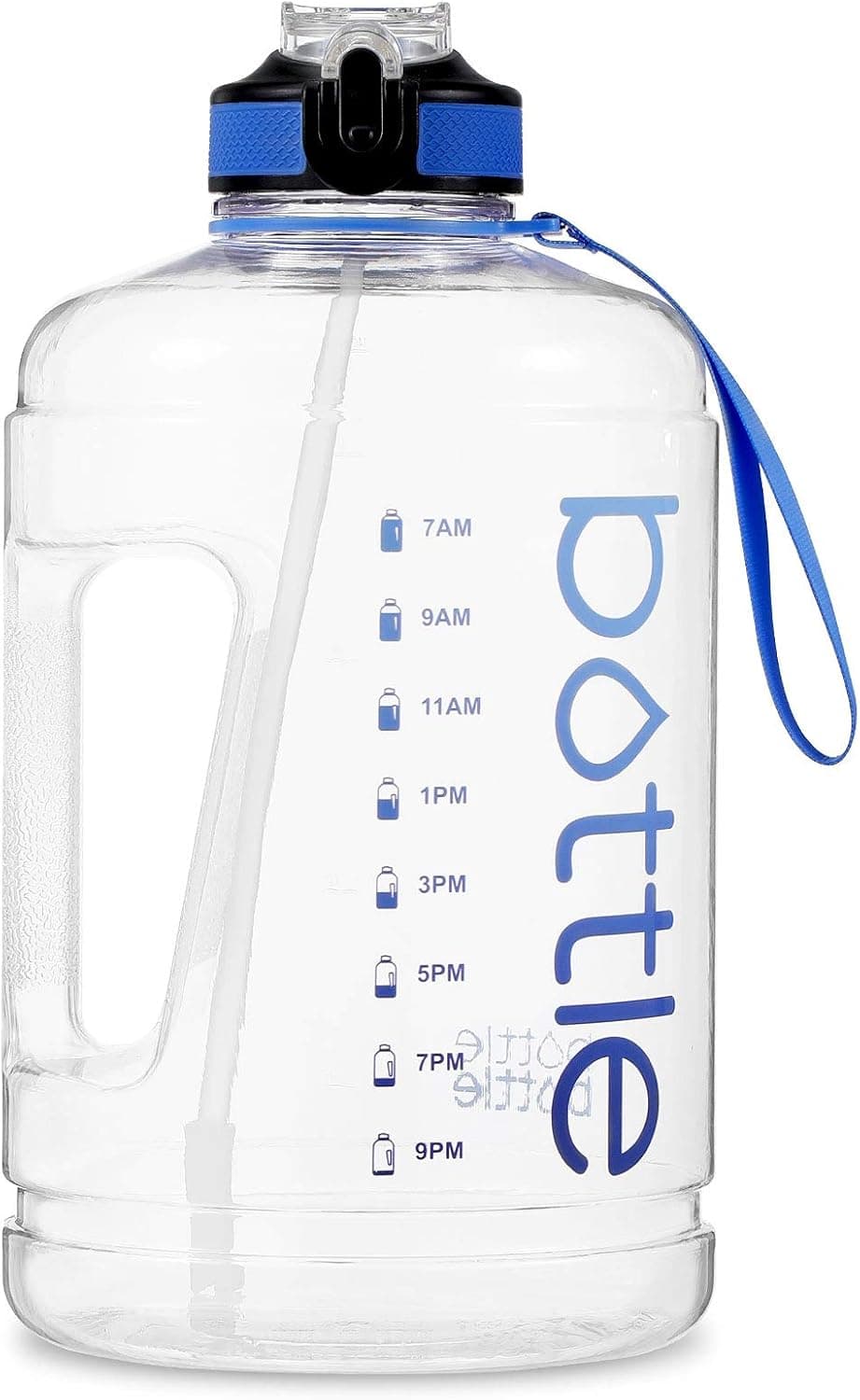 BOTTLE BOTTLE Large 1 Gallon Water Bottle with Straw & Big Handle, Gallon Water Bottle Motivational with Time Marker, BPA Free Leakproof Water Bottle for Fitness and Outdoor Sports.