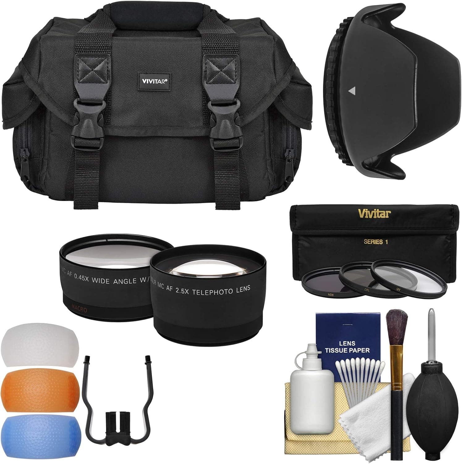 Essentials Bundle for Nikon D3300, D3400, D3500, D5500, D5600 Camera & 18-55mm VR Lens with Case + Wide/Tele Lenses + 3 UV/CPL/ND8 Filters + Hood Kit