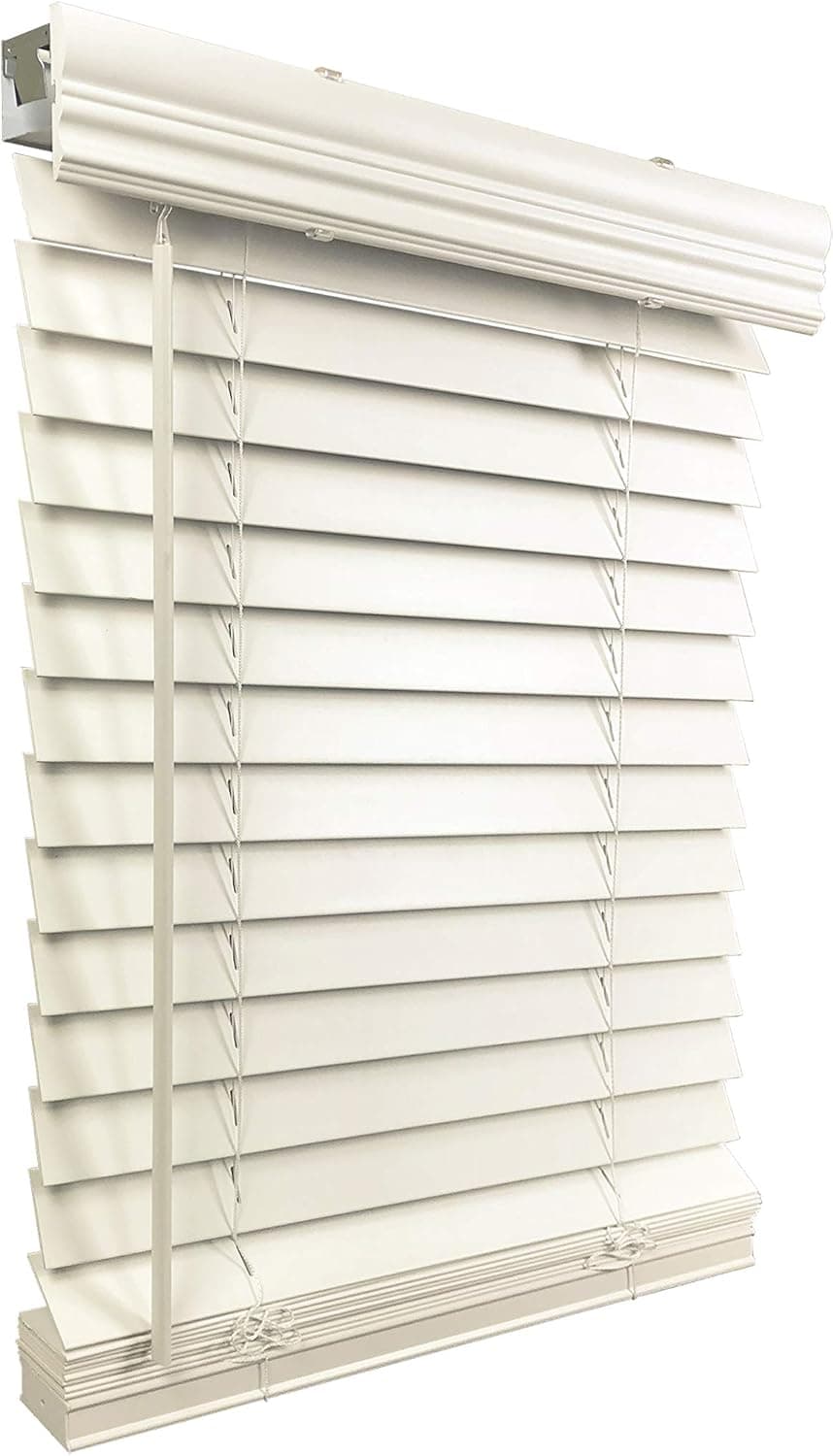 US Window And Floor 2" Faux Wood 16.25" W x 72" H, Inside Mount Cordless Window Blinds, 16.25 x 72, Smooth White,CLF0101620720