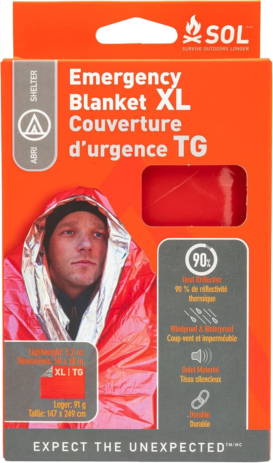 Survive Outdoors Longer 90% 2-Person Survival Blanket (Pack of 3)
