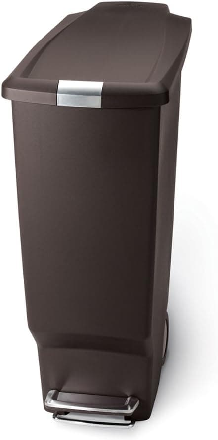 simplehuman CW1323 Slim Plastic 10-1/2-Gallon Step Can, Mocha