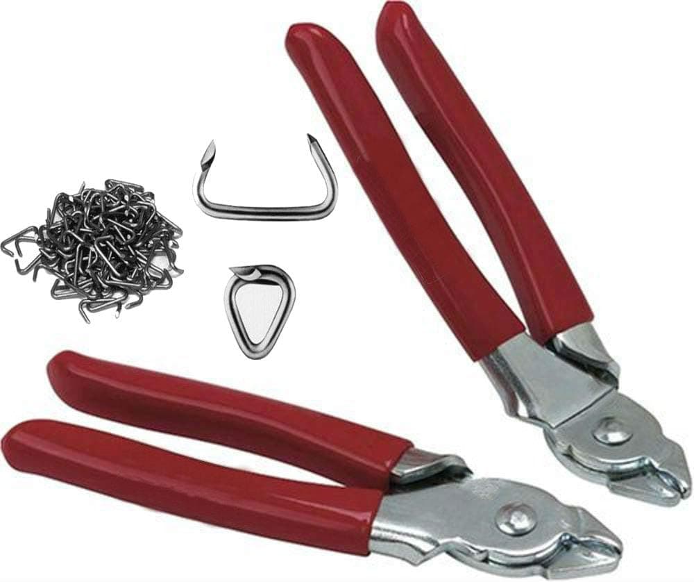 Drake Off Road Straight and 45 Degrees Bend Hog Ring Pliers Set& 450 Galvinized Hog Rings- for Upholstery Installation Kit car auto Seat Cover Heater Cooler