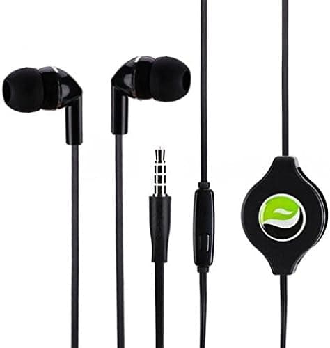 Retractable Earphones for Galaxy A10e, Headphones Hands-Free Headset 3.5mm w Mic Earbuds Earpieces Microphone Compatible with Samsung Galaxy A10e