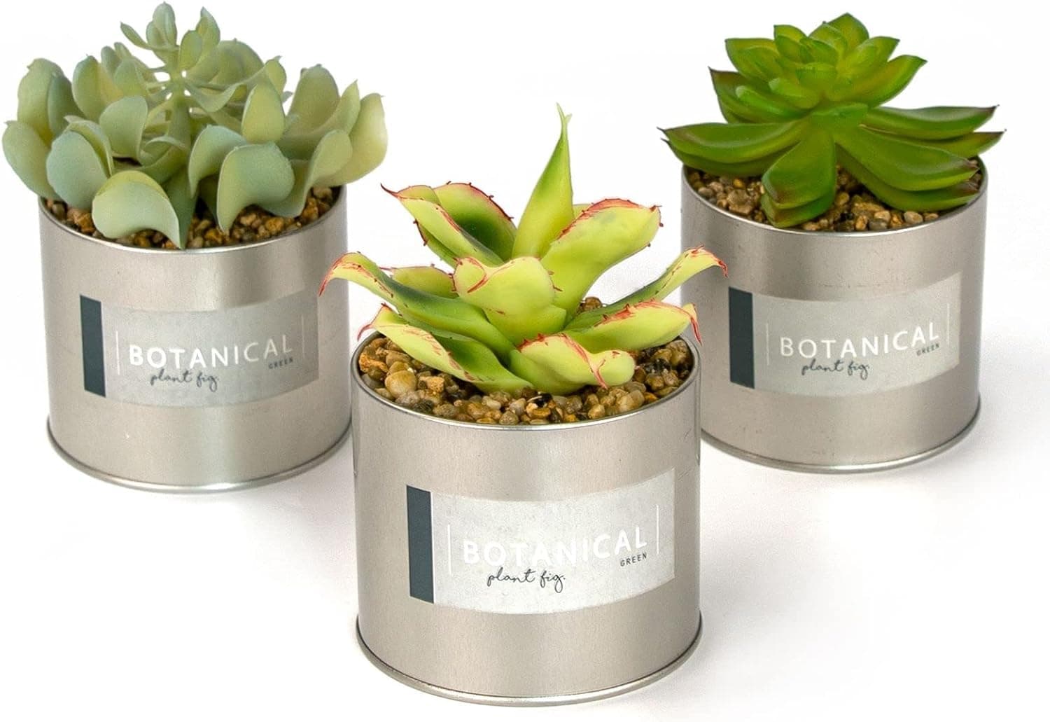 Navegando Succulent Set of 3 Mini Fake Potted Succulent Faux Plants Artificial for Desk, Office and Shelf Decorations