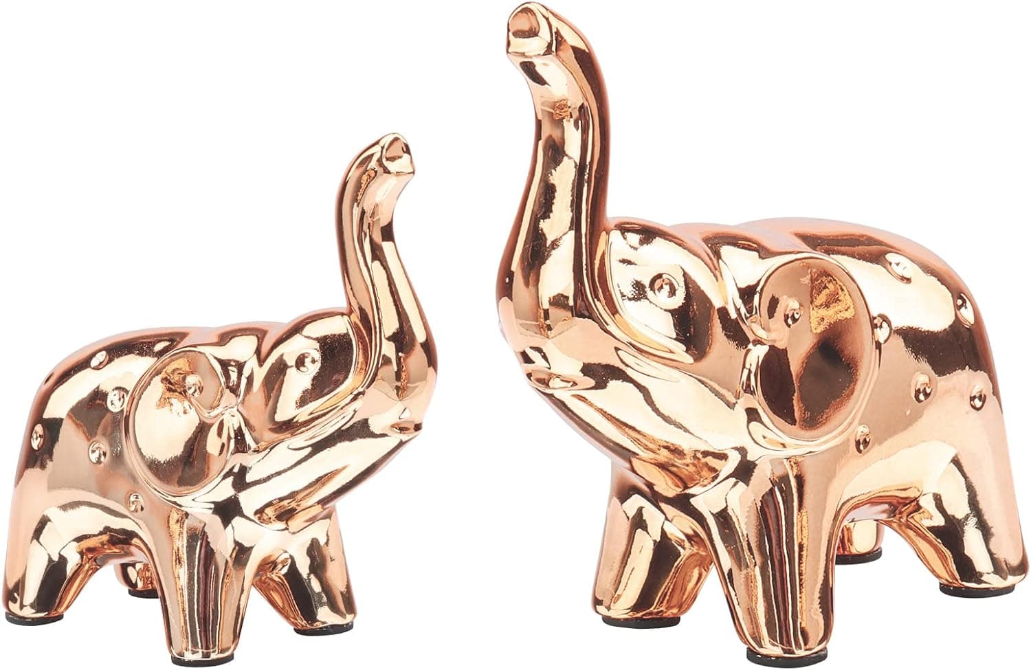 GerayMer Elephant Statues and Figurines, 2 PCS Ceramic Figurines Home Decor, Elephant Figurines Statues, Elephant Sculpture for Home Office Desk Desktop Shelf (Rose Gold)