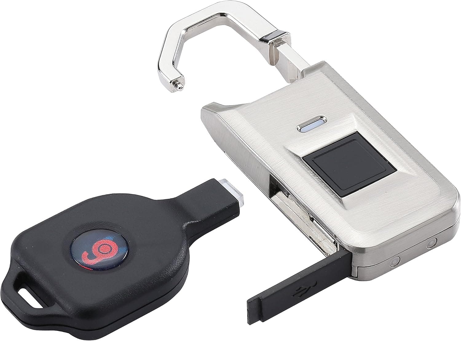 Fingerprint Padlock from Midas Touch - Lightweight Keyless Biometric Security for Suitcases, Mailboxes, Lockers - Water Resistant - Unlocks in Under 1 Second - Includes Spare iKey (Brushed Titanium)