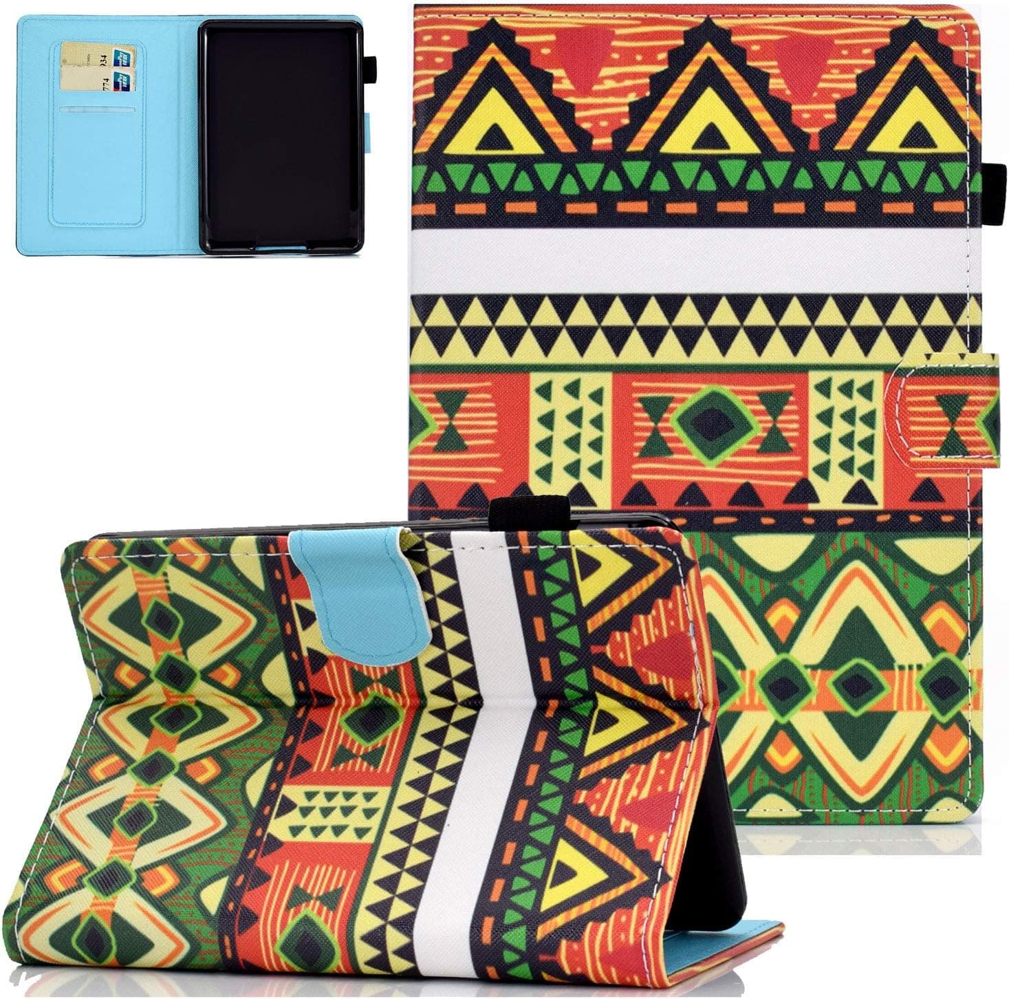 Case for All-New Kindle 2019 10th Generation, UGOcase Slim Protective PU Leather Smart Flip Folio Stand Case with Card Slots Auto Wake/Sleep Cover for Kindle 10th Gen 2019 6" E-Reader, Classic Pattern