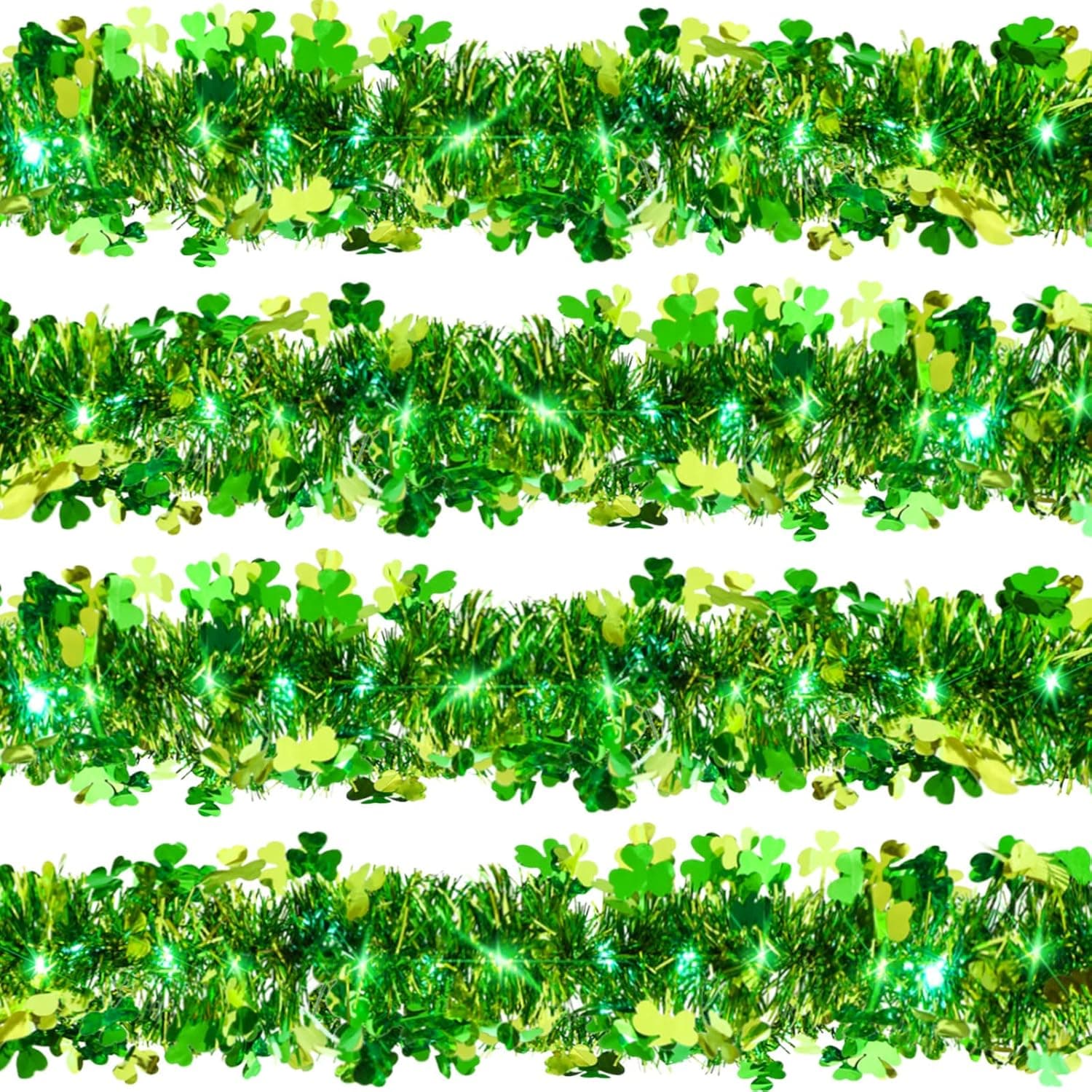 Kajaia 65.6 Feet 4th of July Tinsel Garland Decoration Red White Blue Garland Metallic Shiny Garland Independence Day Patriotic Party Decorations (Green)