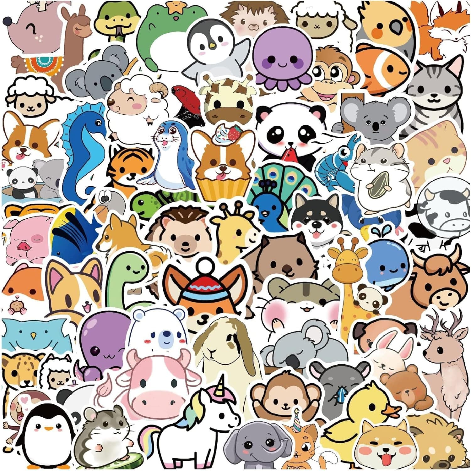 Animal Stickers for Water Bottles - MoCeYa Kids Waterproof Stickers Aesthetic Vinyl Stickers for Kids Sticker for Laptop Phone Guitar Stickers Bulk School Stickers Pack 100pcs