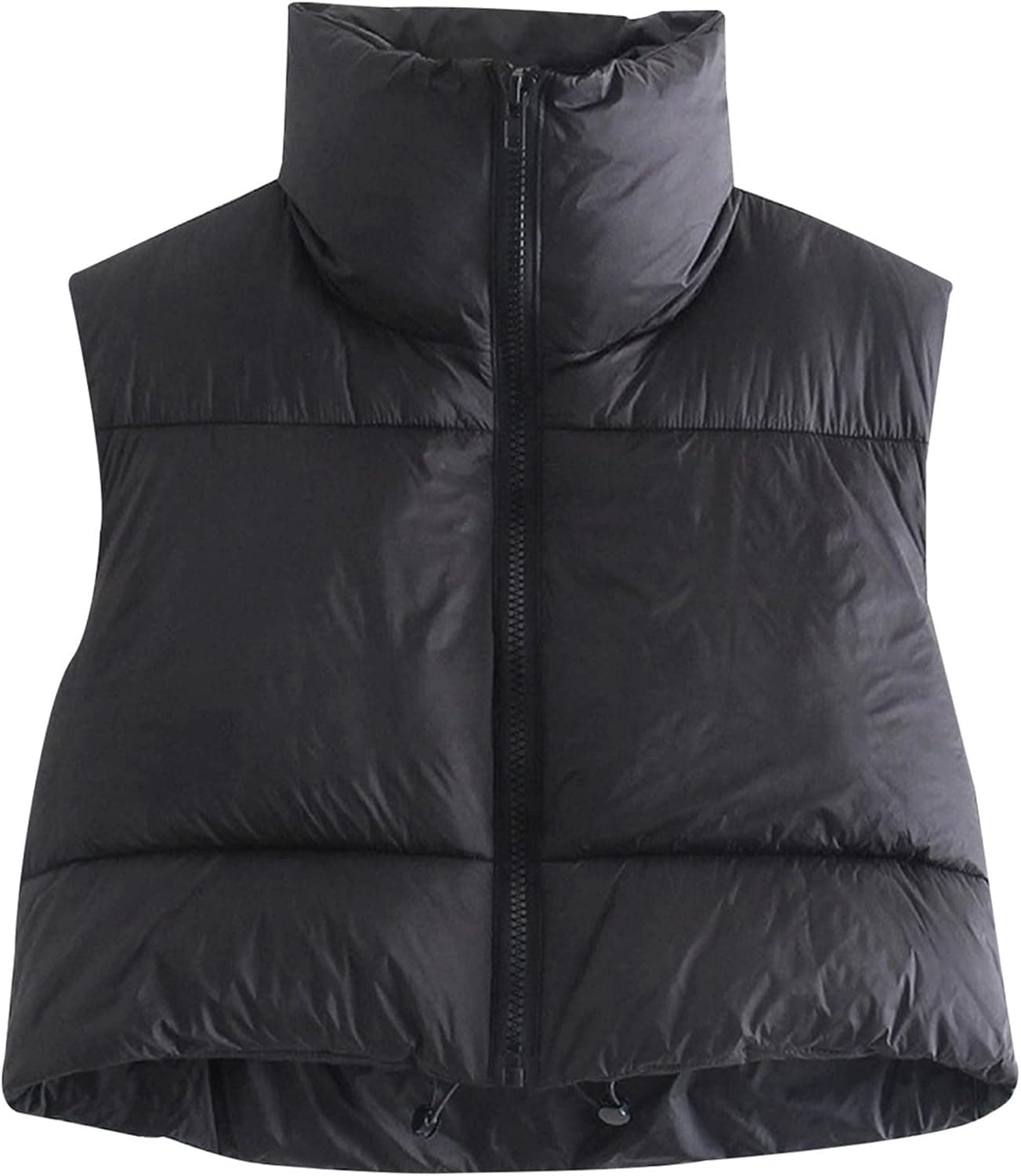 Songling Women's Winter Crop Vest Sleeveless Zip Up Stand Collar Lightweight Puffer Padded Vest