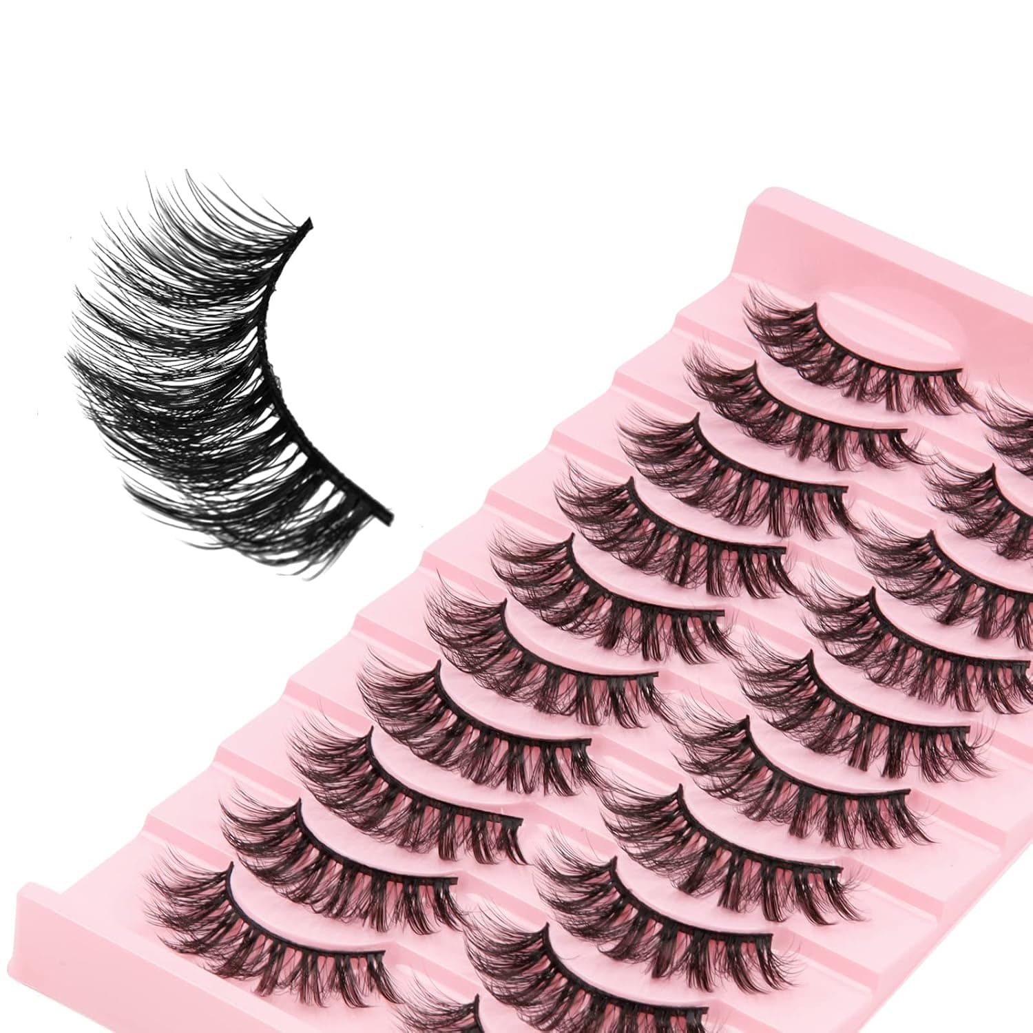 XP-ART False Eyelashes Natural Look Wispy Faux Mink Lashes Fluffy Cat Eye lashes 10 Pairs 24MM