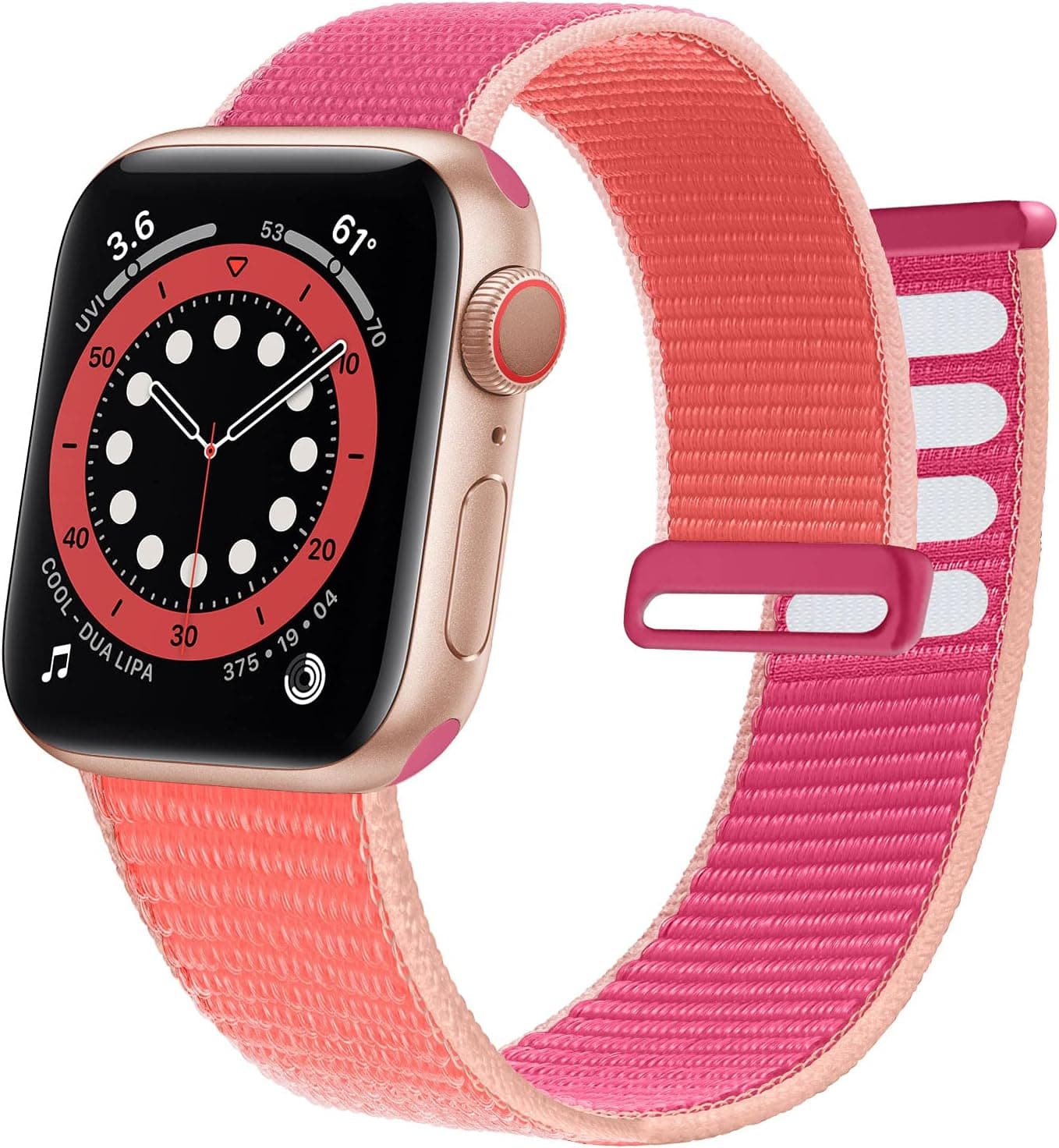 Ycysh Nylon Band Compatible with Apple Watch Band 41mm 38mm 40mm, Men Women Adjustable Sport Band Compatible for iWatch Series 7 6 5 4 3 2 1 SE (38/40/41mm-Pomegranate)