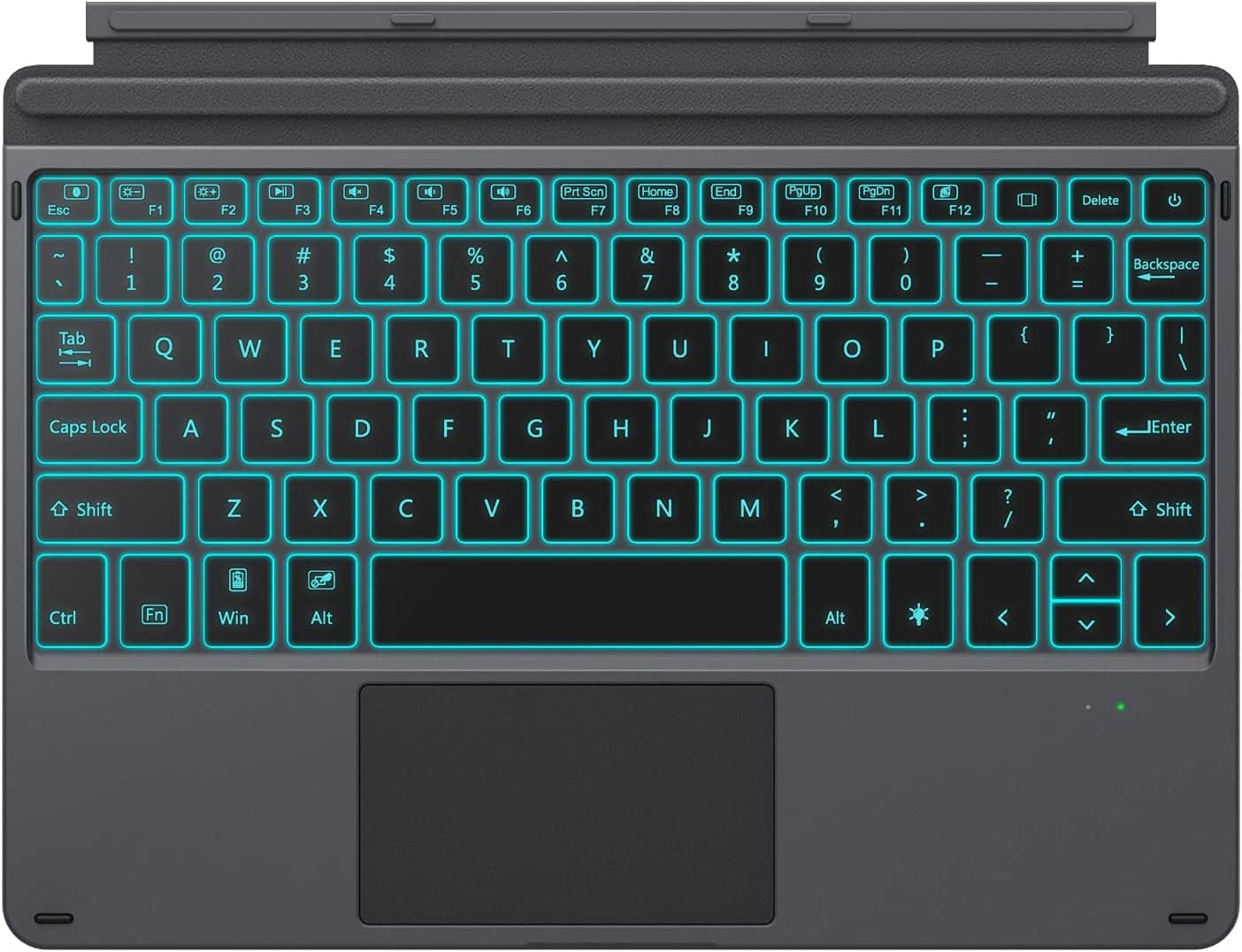MoKo Type Cover Fit Microsoft Surface Go 3 (2021)/ Surface Go 2 2020 / Surface Go 2018, Slim Wireless Bluetooth Keyboard with Trackpad, 7-Color LED Backlit, Built-in Rechargeable Battery - Black