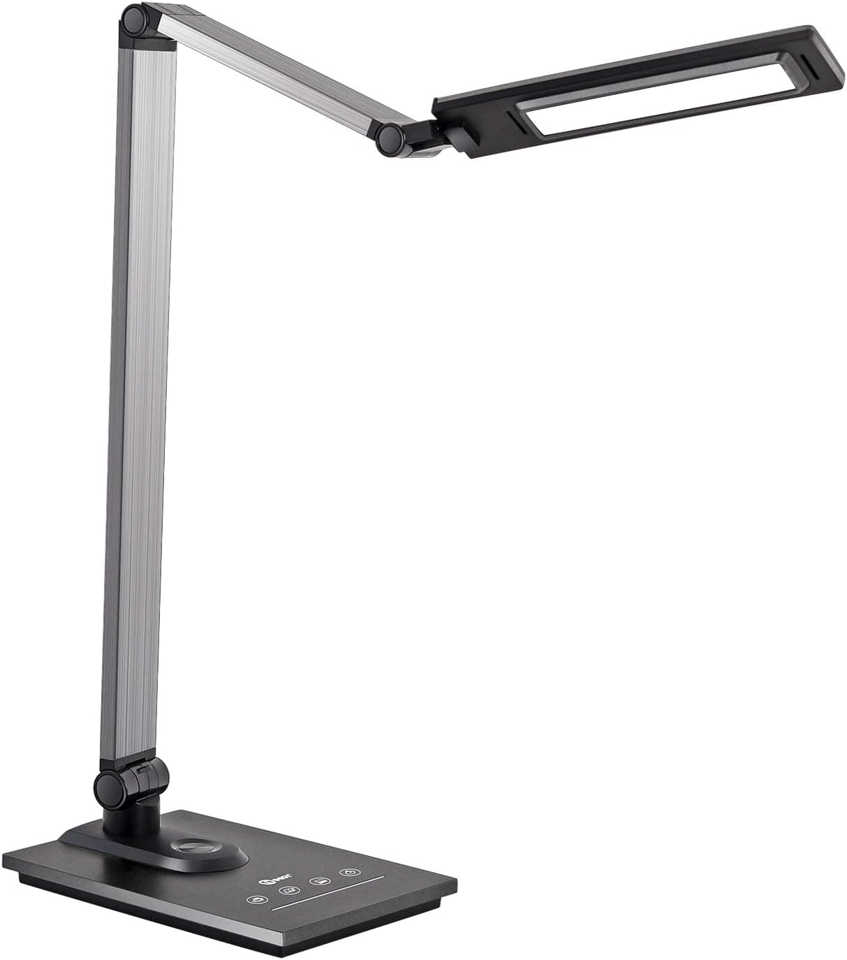 IMIGY Aluminum Alloy LED Desk Lamp with USB Charging Port, 9W Dimmable Office Lamp, Slide Touch Control with Stepless Adjustable Brightness and 3 Color Modes, Black